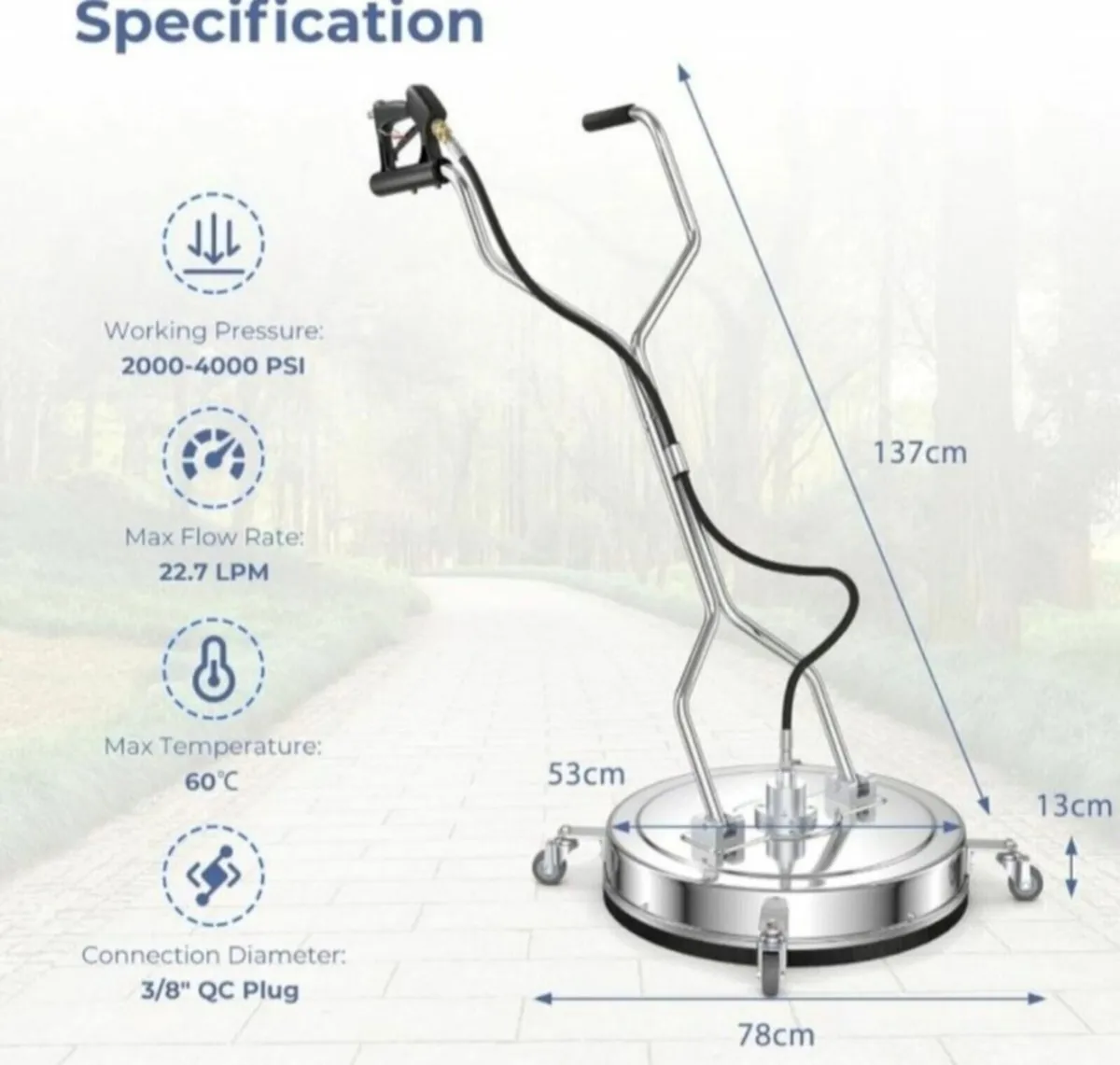 21" Stainless Steel Surface Cleaner Tarmac Cement - Image 3