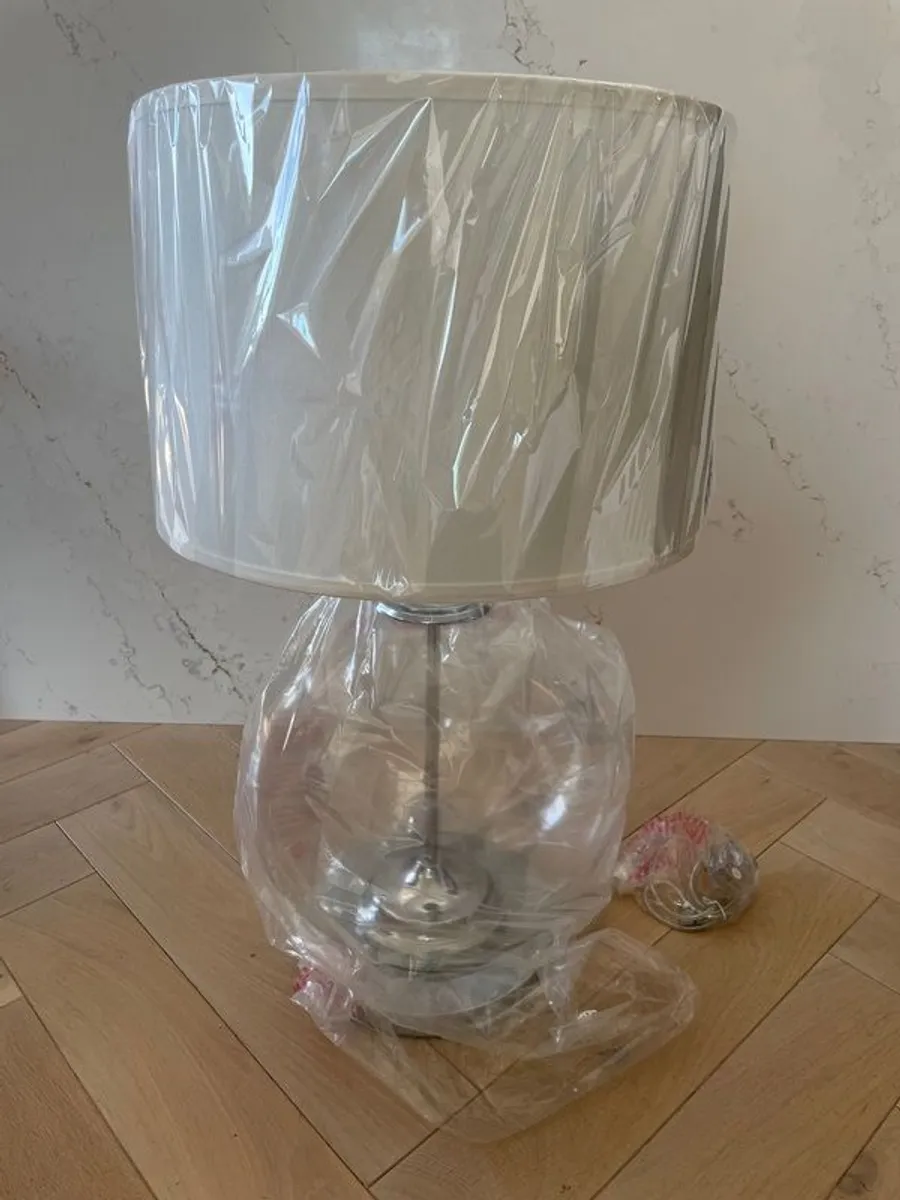 Large Glass & Chrome Lamp - Image 1