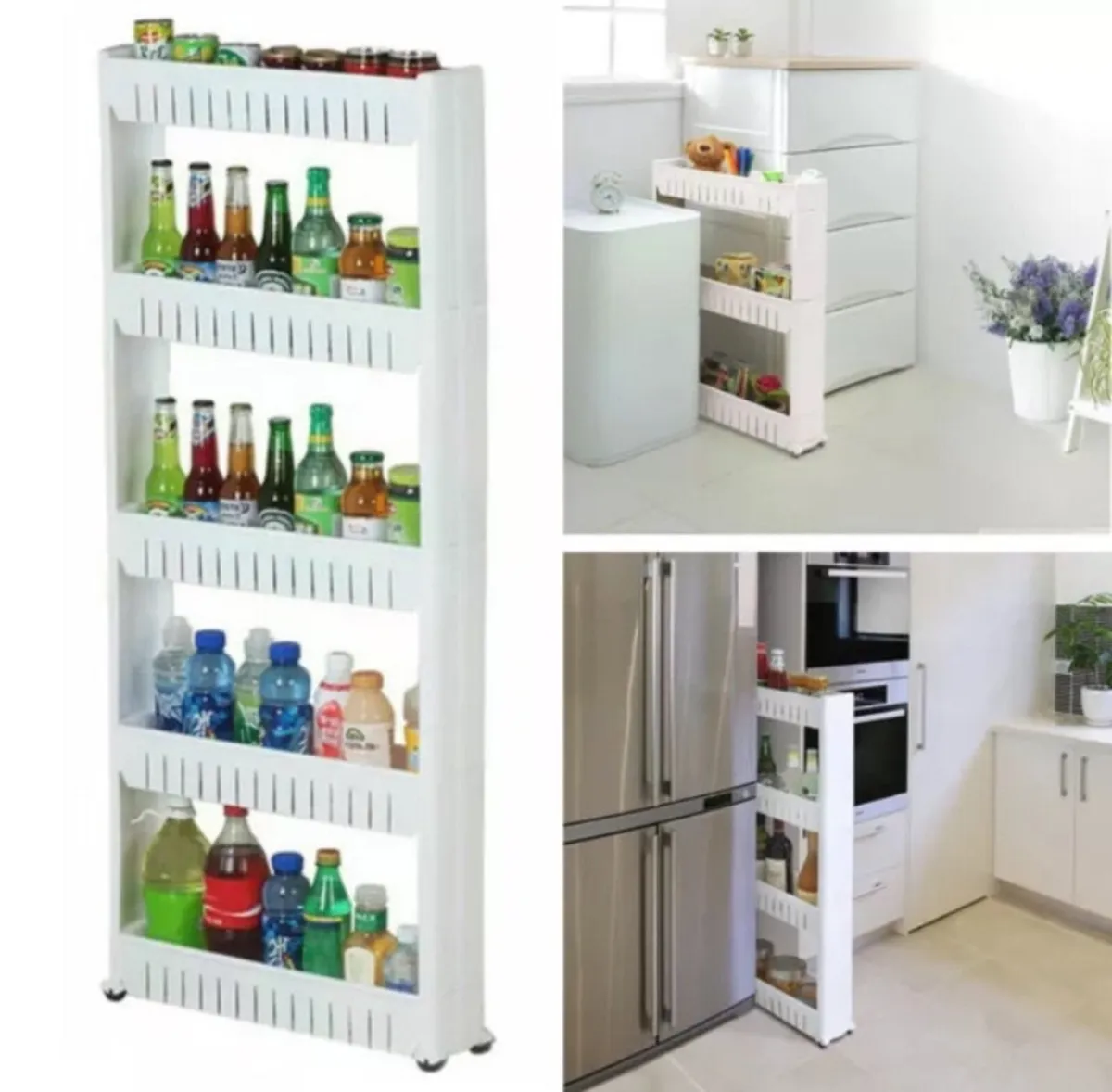 Slide Out Kitchen Trolley Rack 3 or 5 Shelves NEW - Image 1