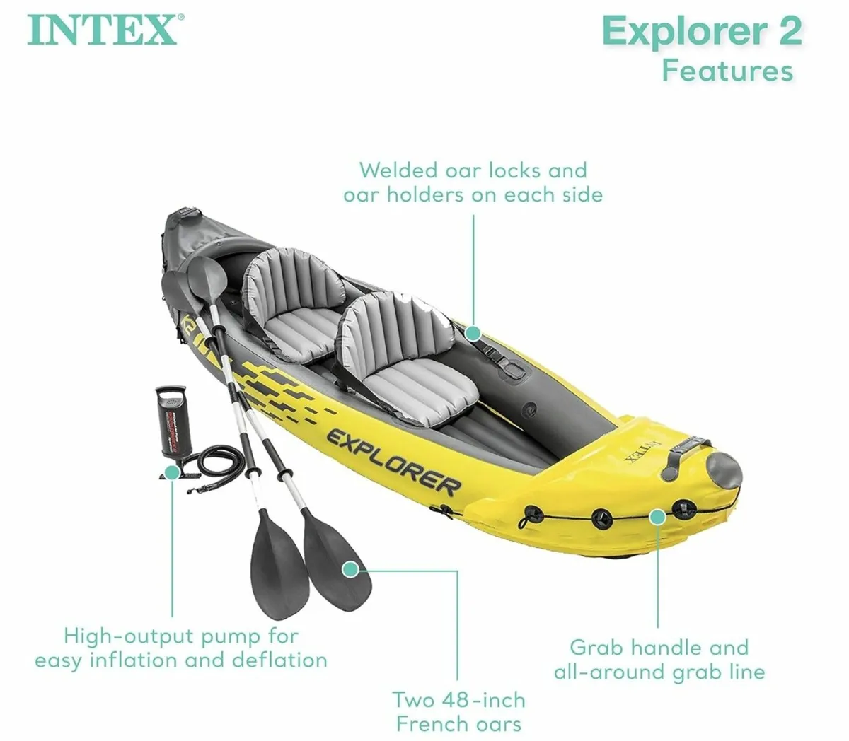 Intex Explorer Kayak K2 - 2-Person Kayak - Image 2