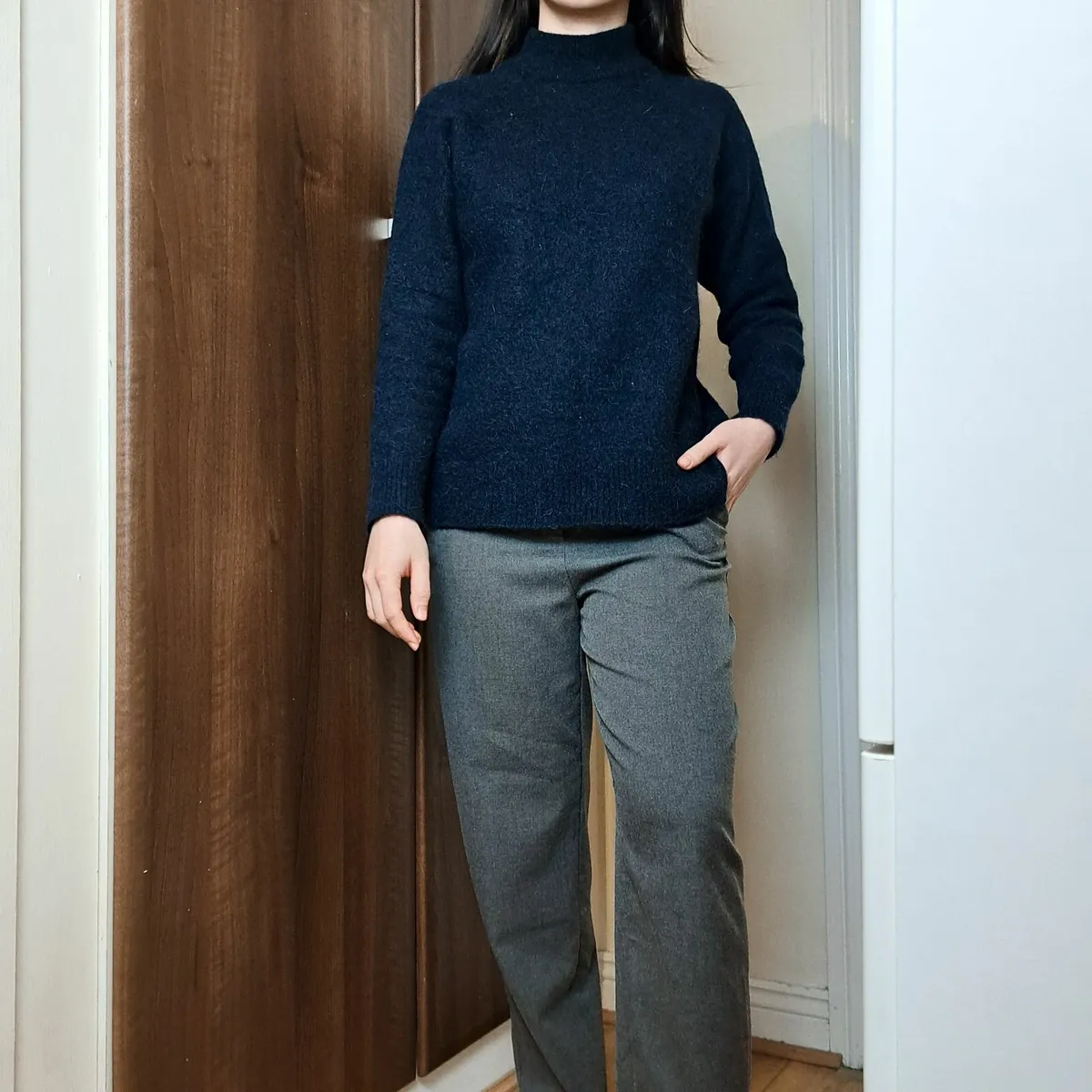 Select Femme Navy Wool Blend Sweater Jumper Size S - Image 2