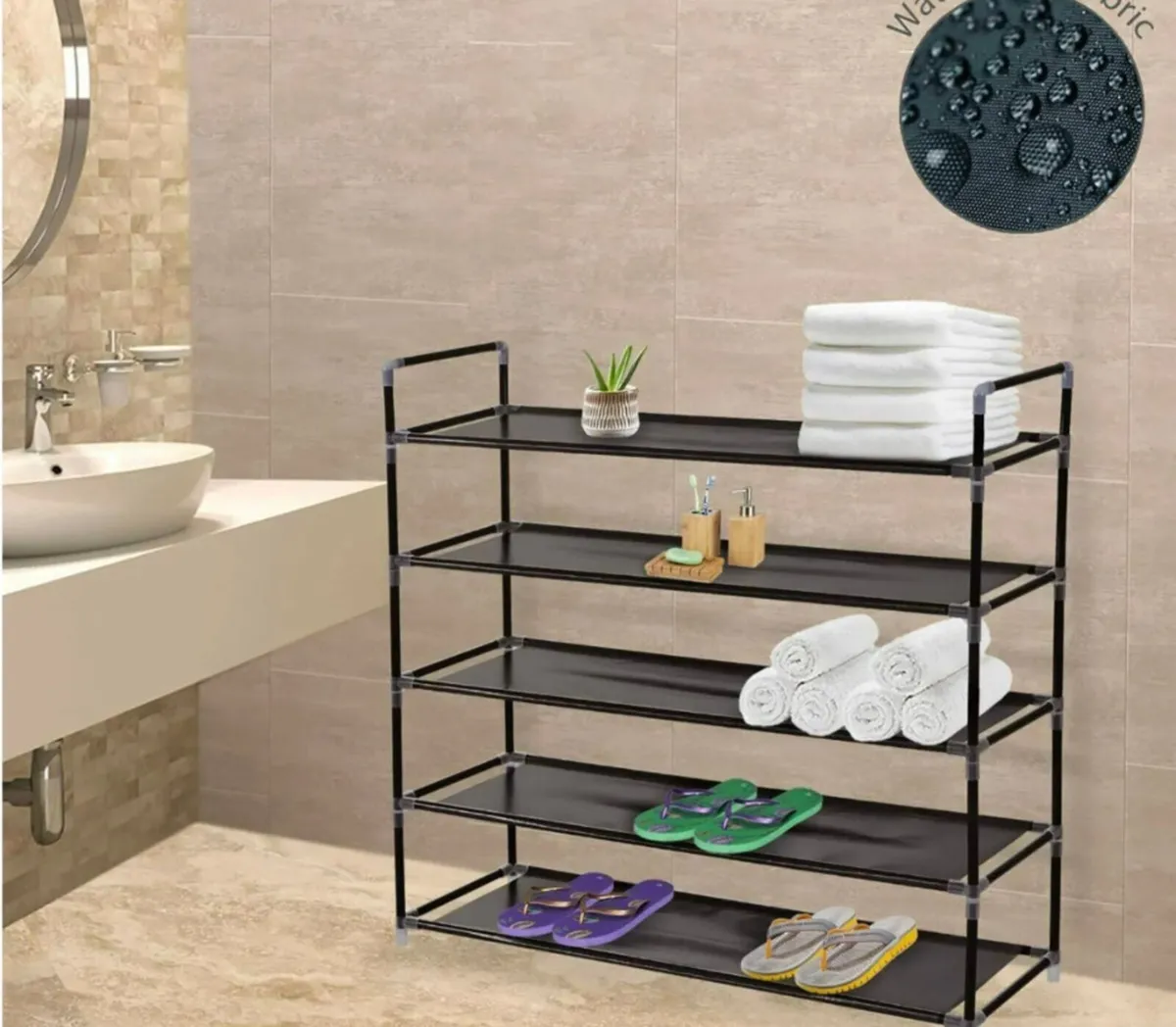 NEW 5 Tier Shoe Rack Metal Frame Storage - Image 1