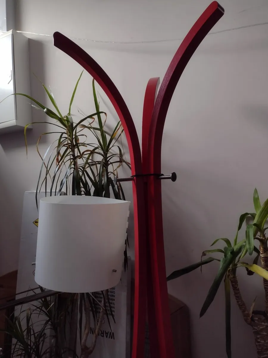 Tall red wooden coat stand - Image 4