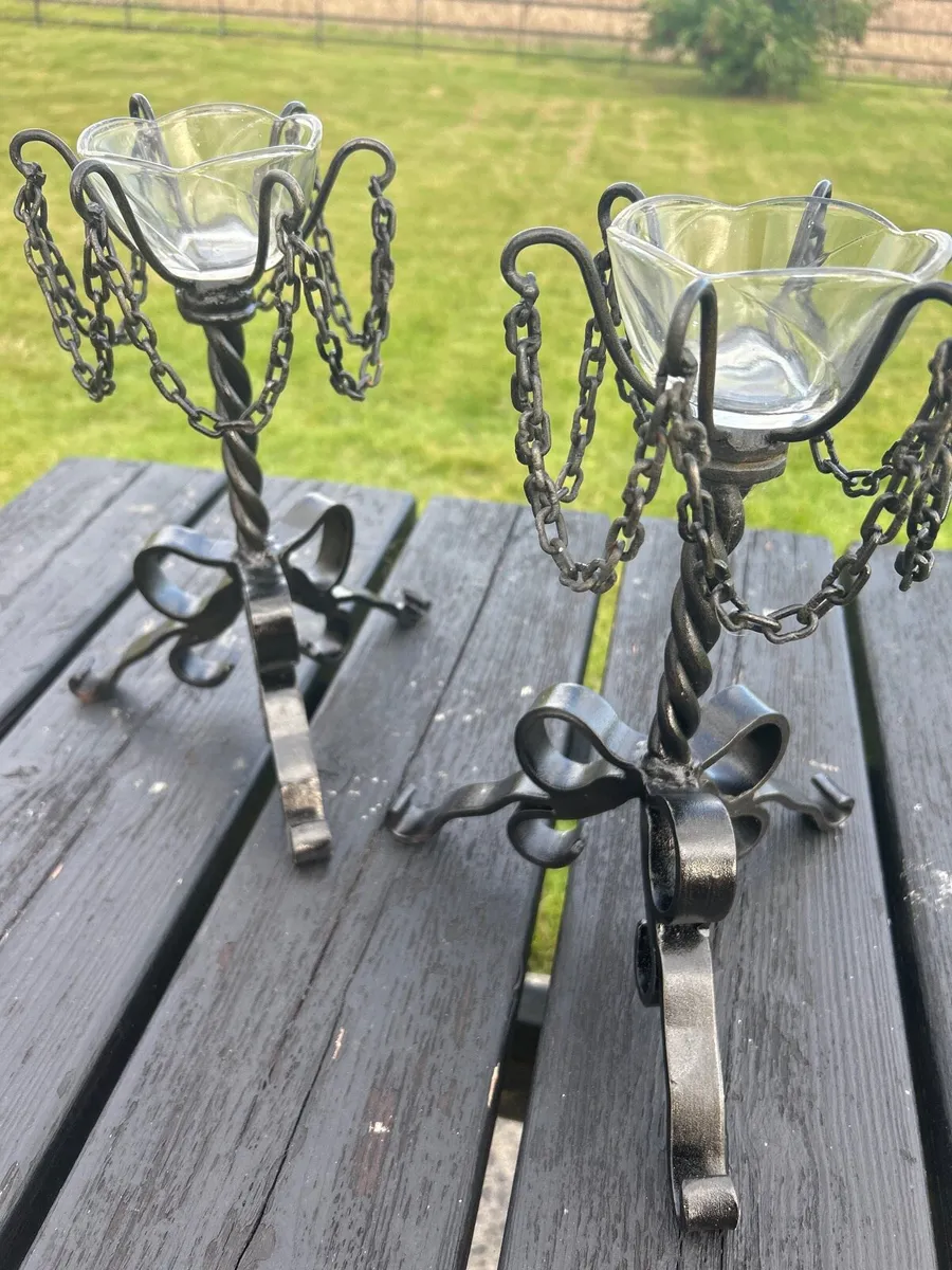 2  candle holders Black heavy - Image 1