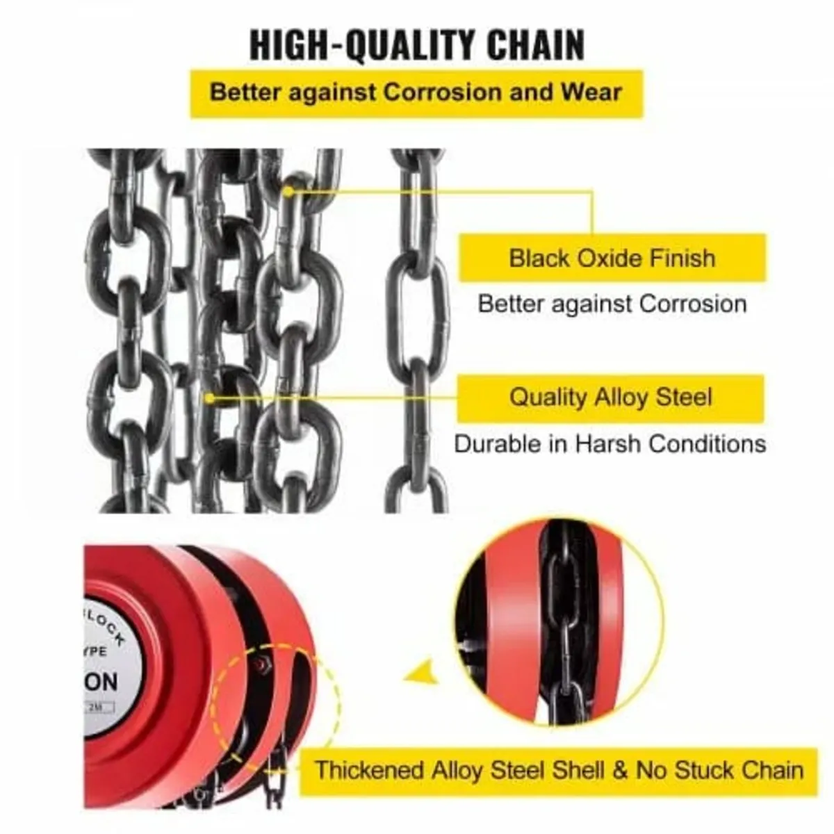 Chain Hoist Chain Block 1 Ton Capacity 7 Feet Lift - Image 3