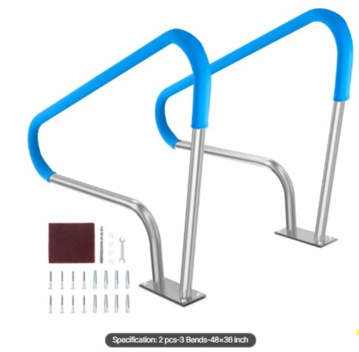 Pool Handrail 2 PCS 48x36in Stainless Steel - Image 1