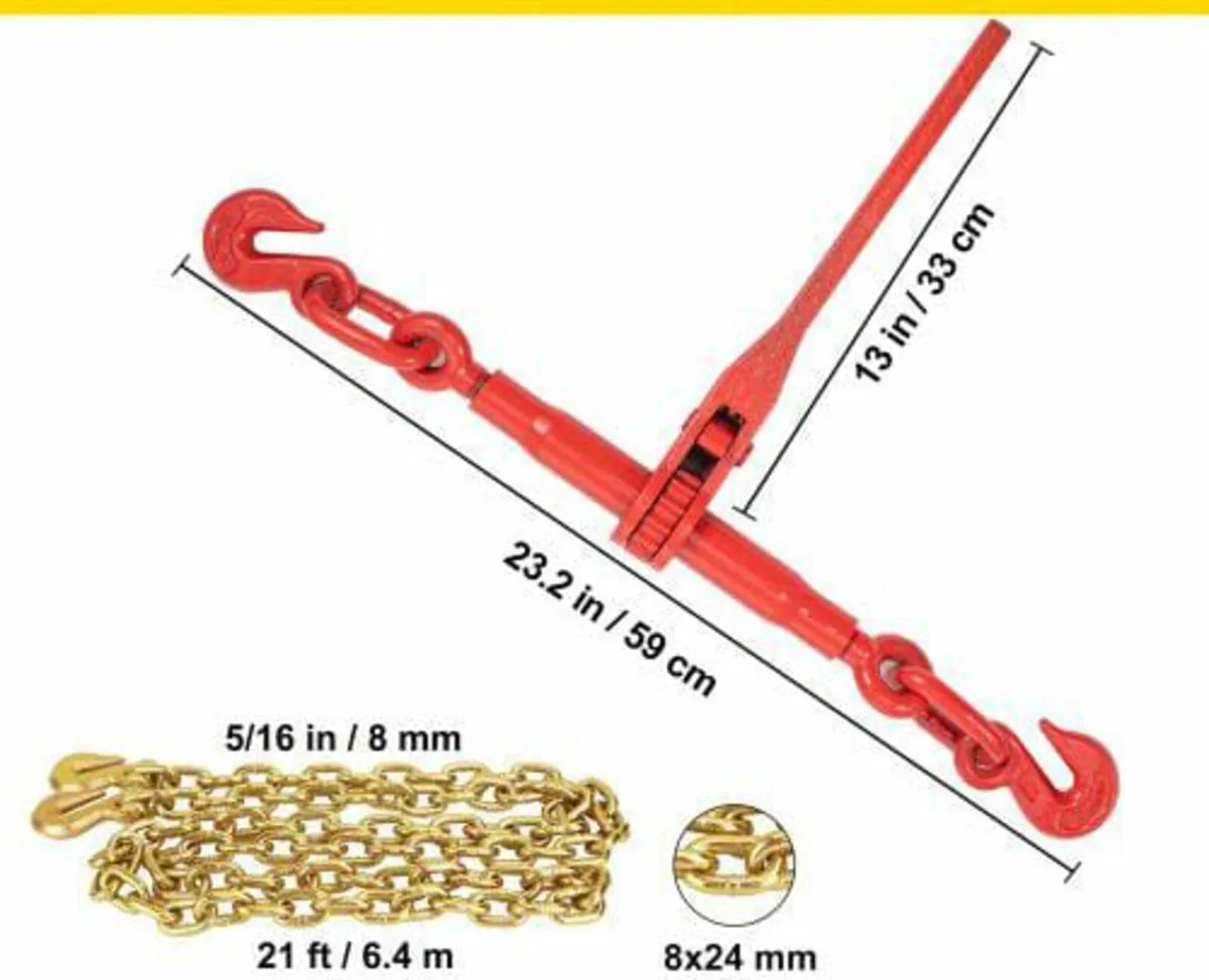 Chain Load Binder, 8 mm Tie Down Kit with 2.45 Ton - Image 4