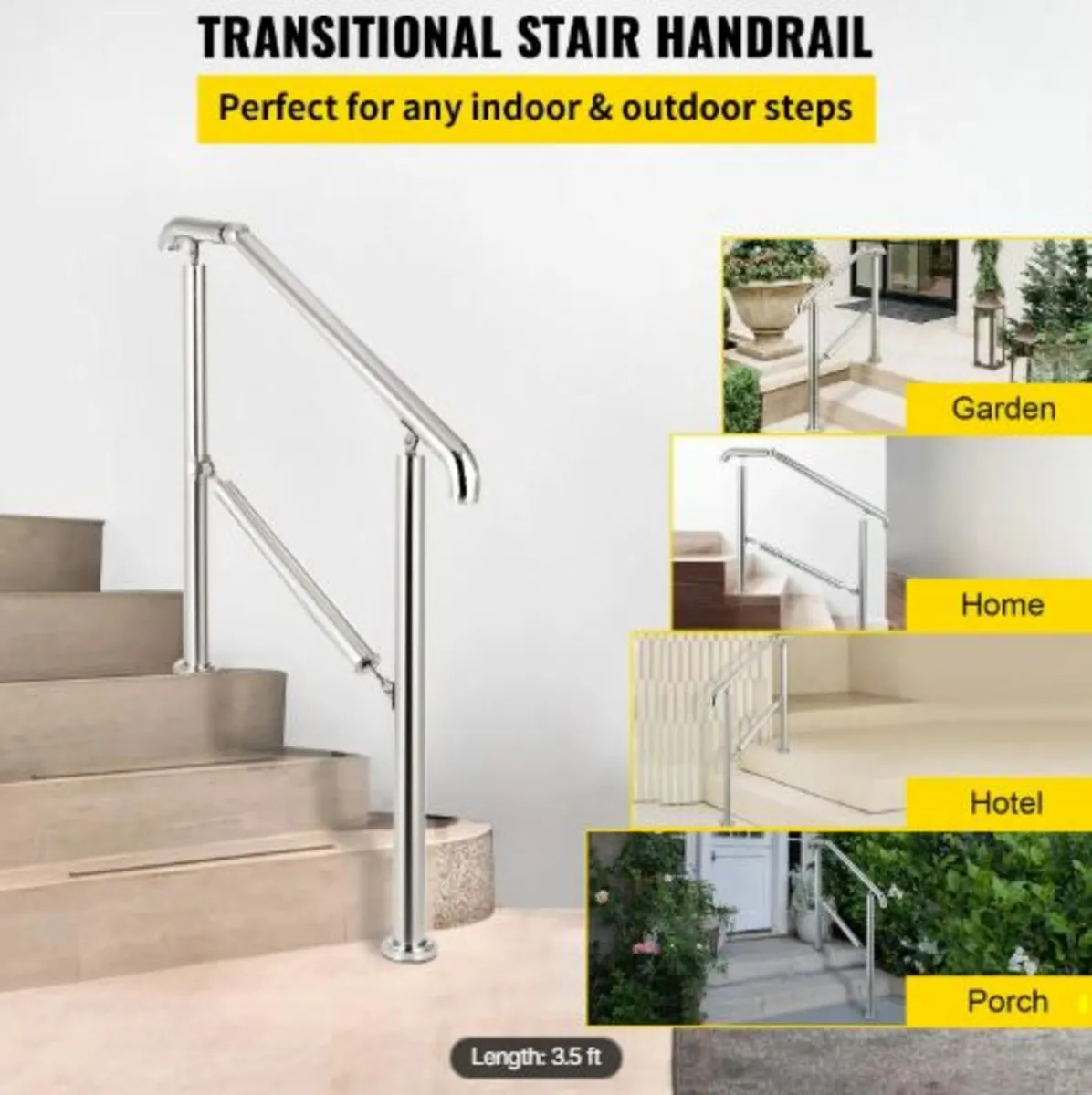3 Step Railing Stainless Steel Transitional - Image 2