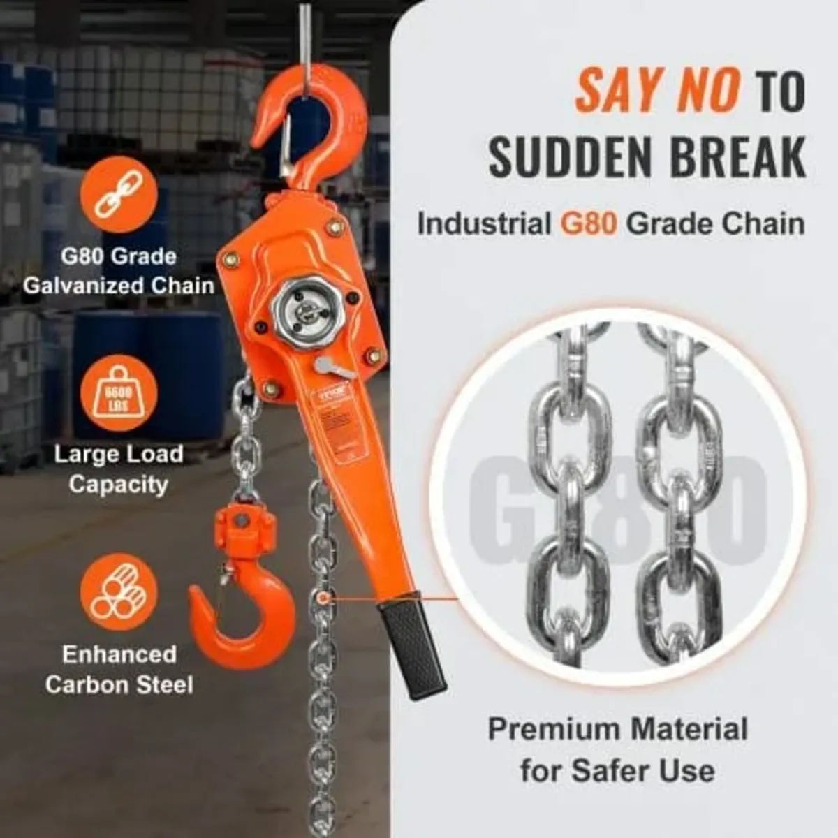 Manual Lever Chain Hoist, 3 Ton 2993.7 kg Capacity - Image 3