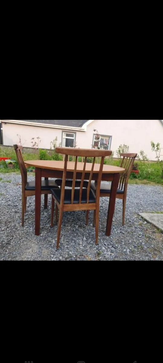 mid century teak and leather dining set - Image 1