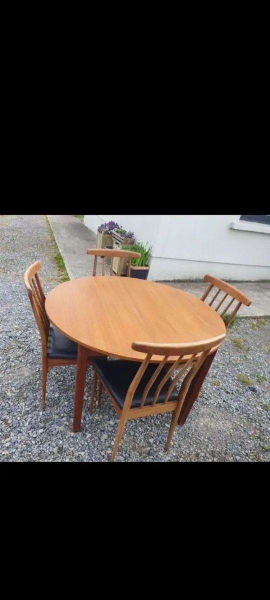 mid century teak and leather dining set - Image 2