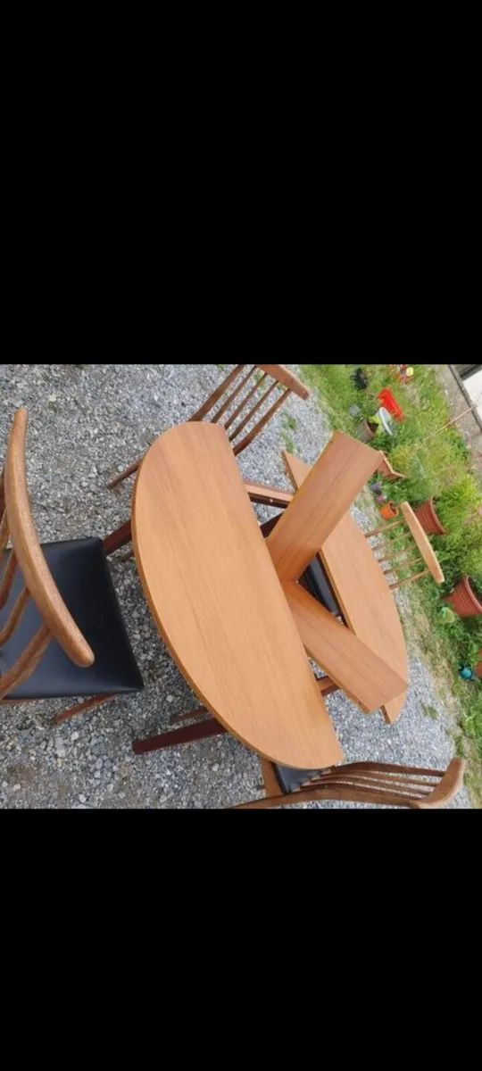 mid century teak and leather dining set - Image 4