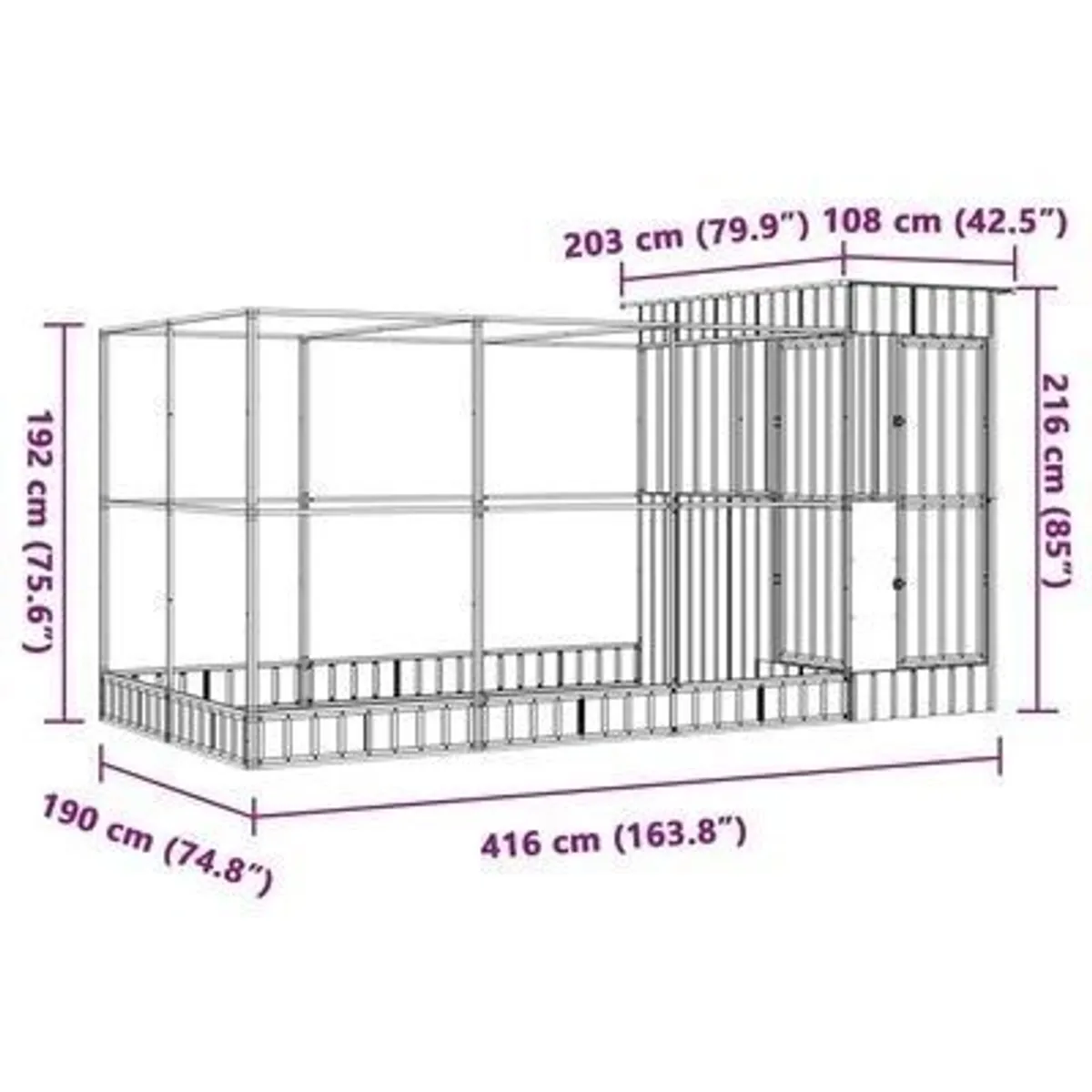 Aviary with Extension Silver 416x203x216 cm Steel - Image 1