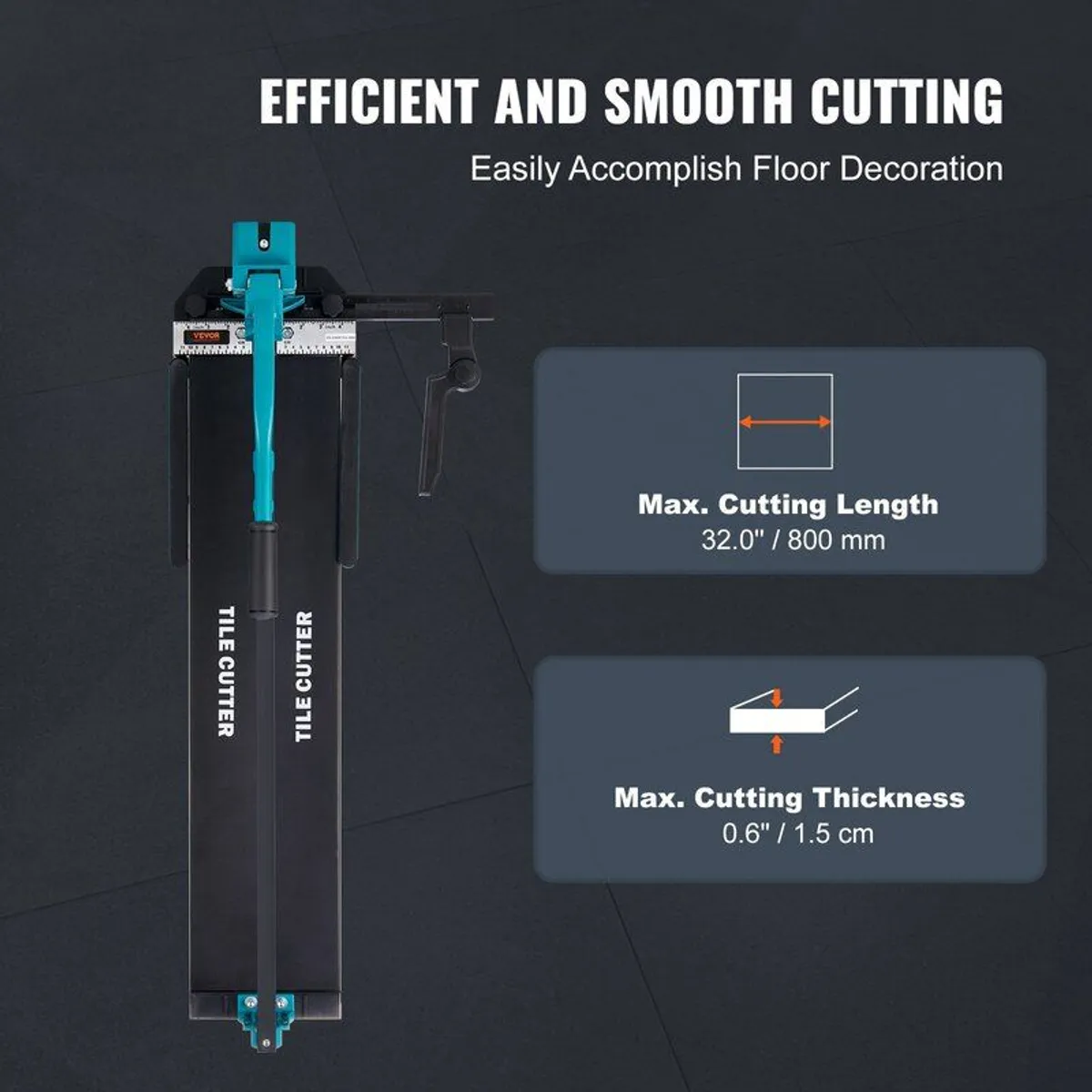 Manual Tile Cutter, 800mm, Porcelain Ceramic Tile Cutter with Tungsten Carbide - Image 2