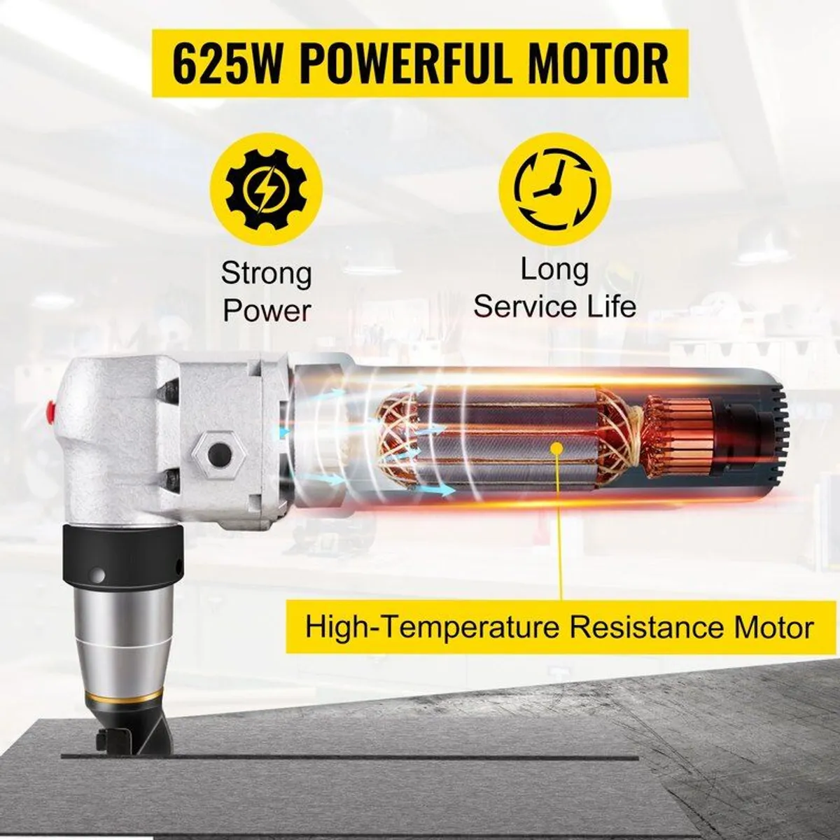Electric Metal Nibbler 625W Nibbler Metal Cutter 1000RPM High Speed Rotor Metal Nibbler - Image 3