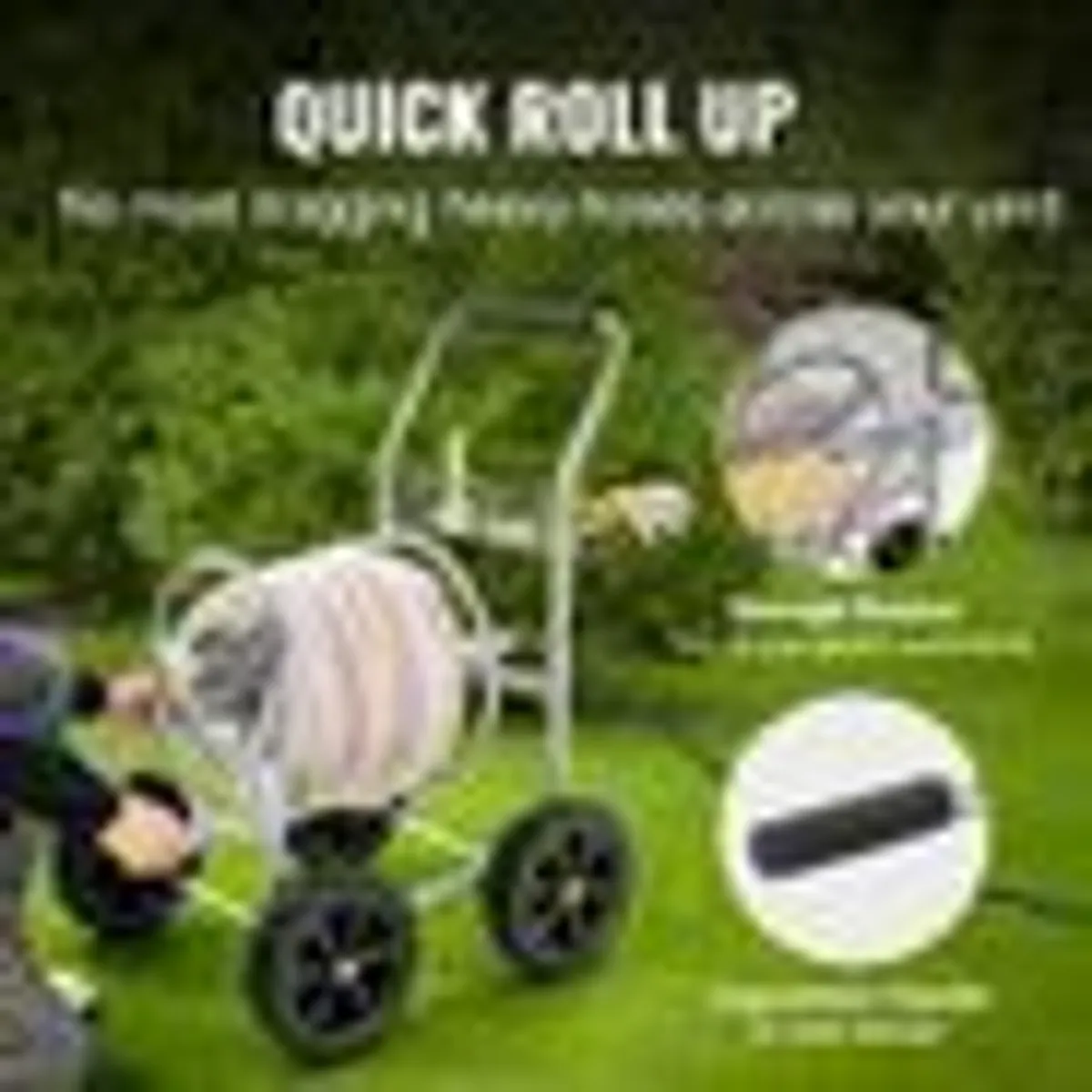Hose Reel Cart, Hold Up to 250 ft of 5/8" Hose, Garden Water Hose Carts Mobile Tools with 4 Wheels, Heavy Duty Powder-coated - Image 3