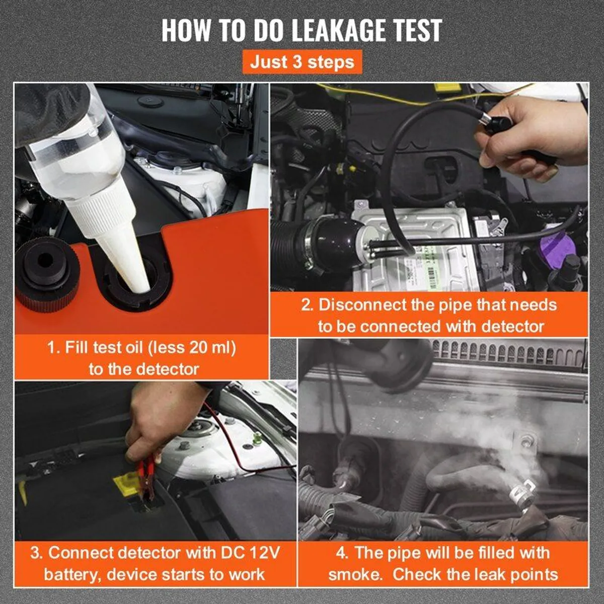 Automotive Smoke Leak Detector Smoke Machine Tester EVAP Fuel Pipe System - Image 3