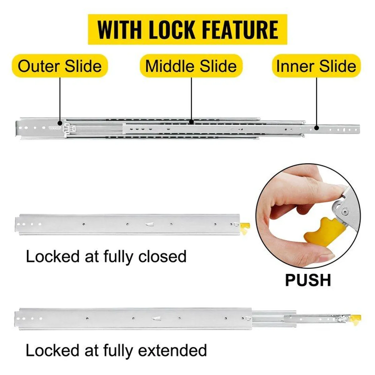Heavy Duty Drawer Slides 48" Length, Locking Drawer Slides 500lbs Load Capacity Long - Image 2