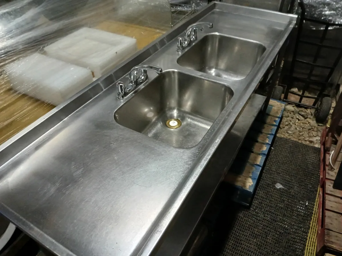 Stainless steel double sink unit complete - Image 3