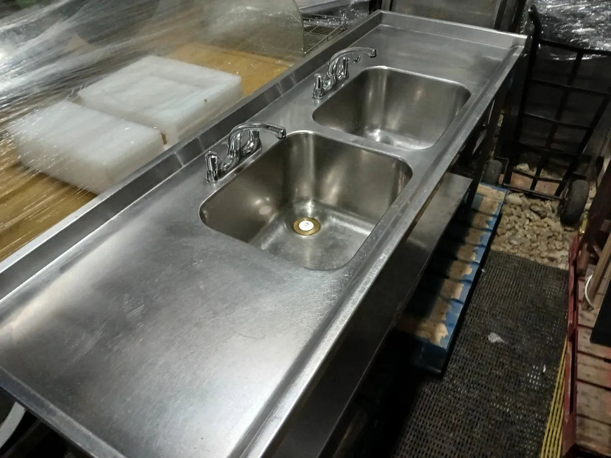 Stainless steel double sink unit complete - Image 4