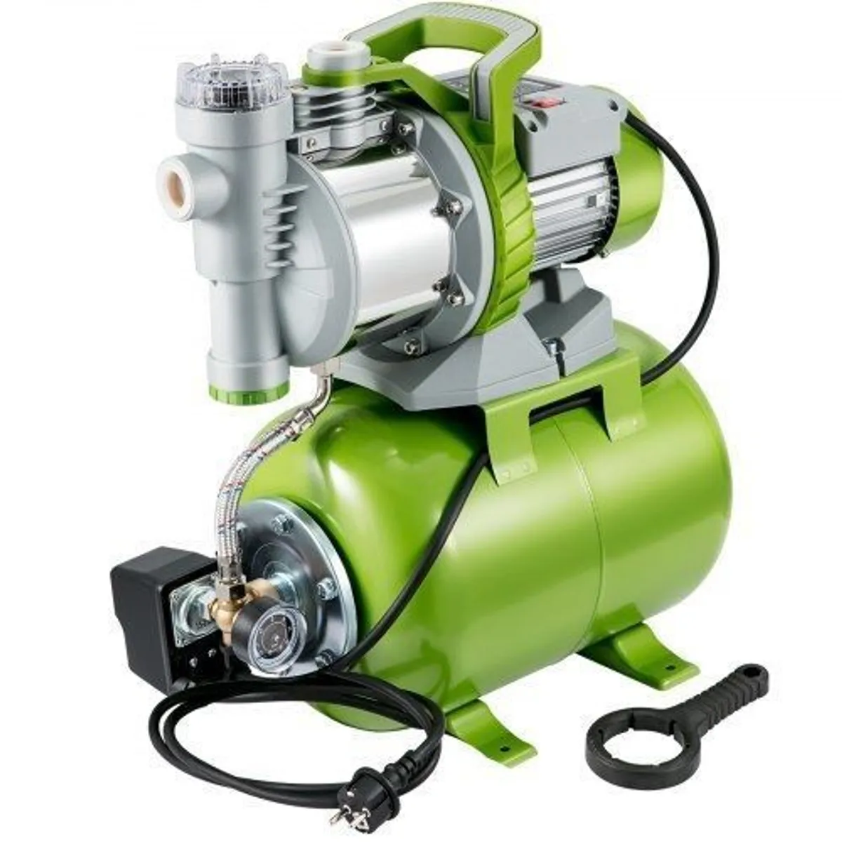Shallow Well Pump with Pressure Tank, 1300W 230V, 4200L/h 50 m Head 5 bar, Portable Stainless Steel Automatic - Image 2