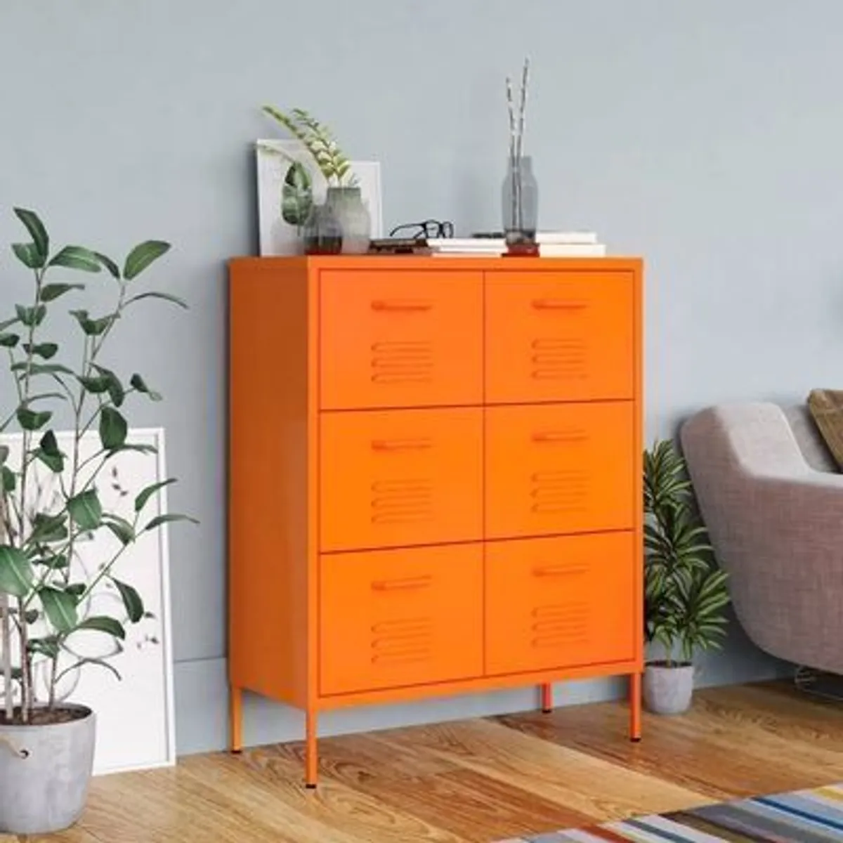 Drawer Cabinet Orange 80x35x101.5 cm Steel - Image 2