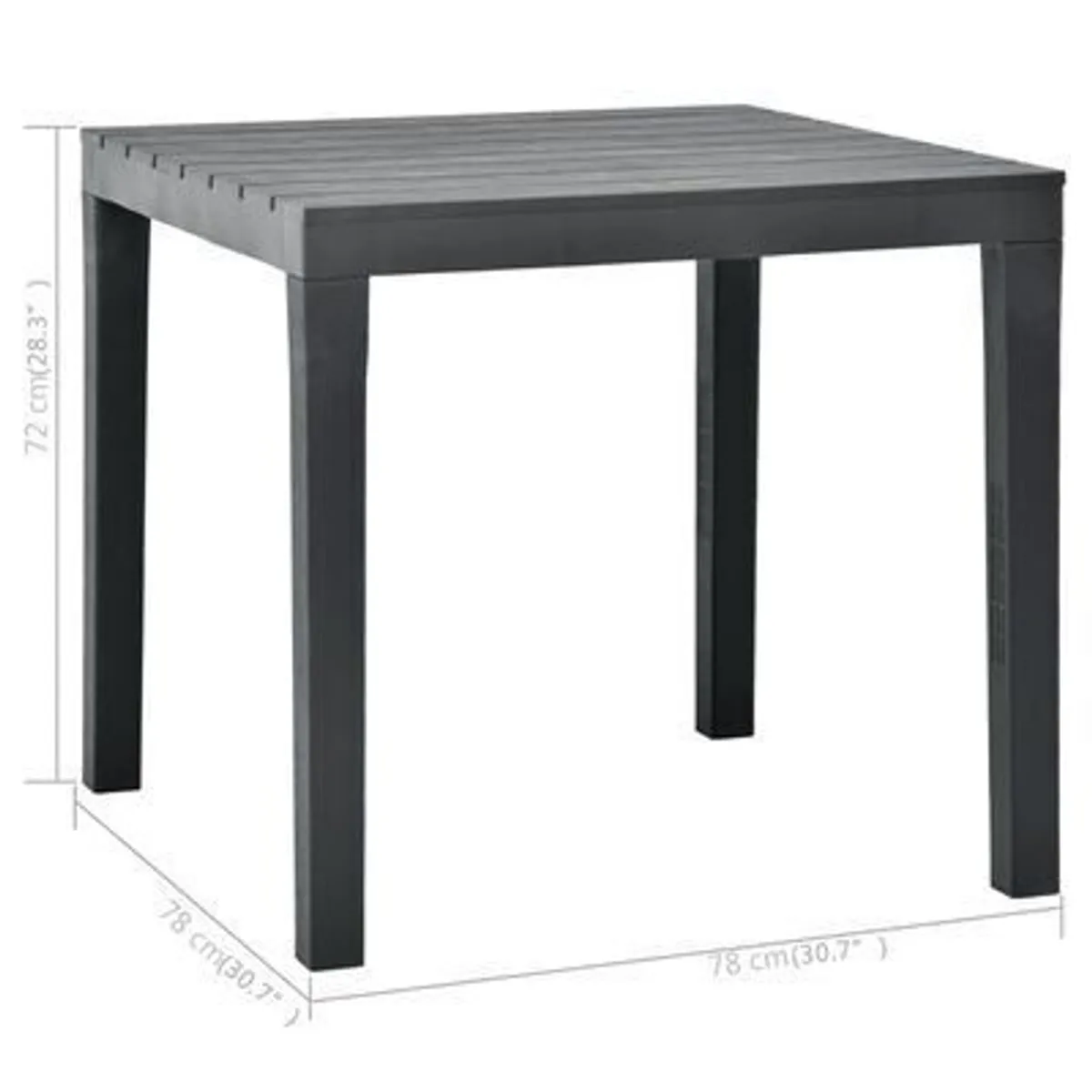 Garden Table with 2 Benches Plastic Anthracite - Image 1