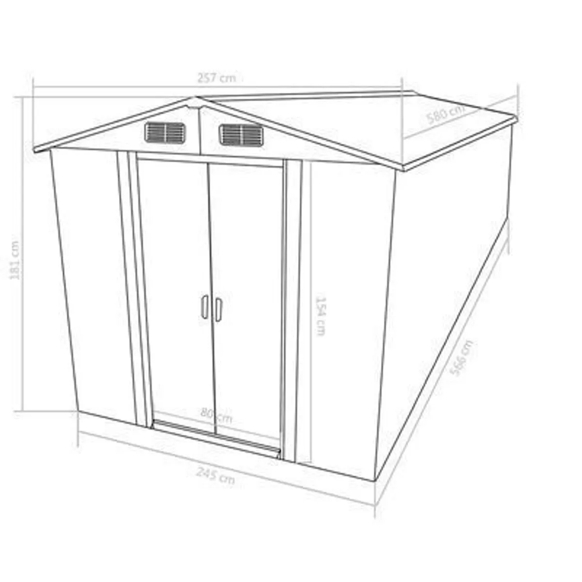 Garden Shed 257x580x181 cm Metal Anthracite - Image 1