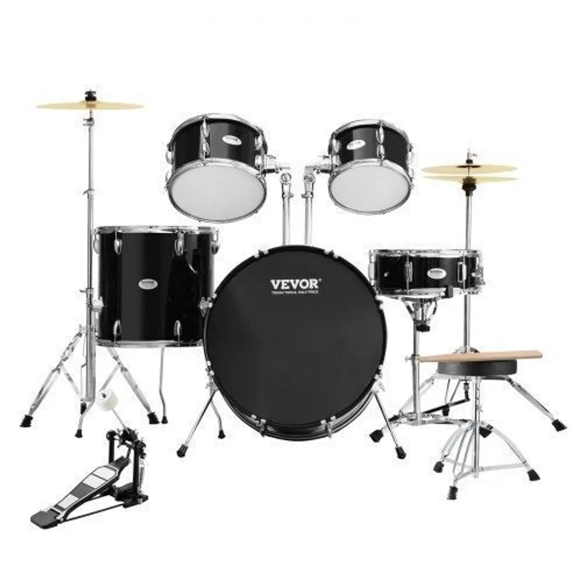 Adult Drum Set 5-Piece 22 in Complete Full Size Drum Kit with Throne Stand - Image 1