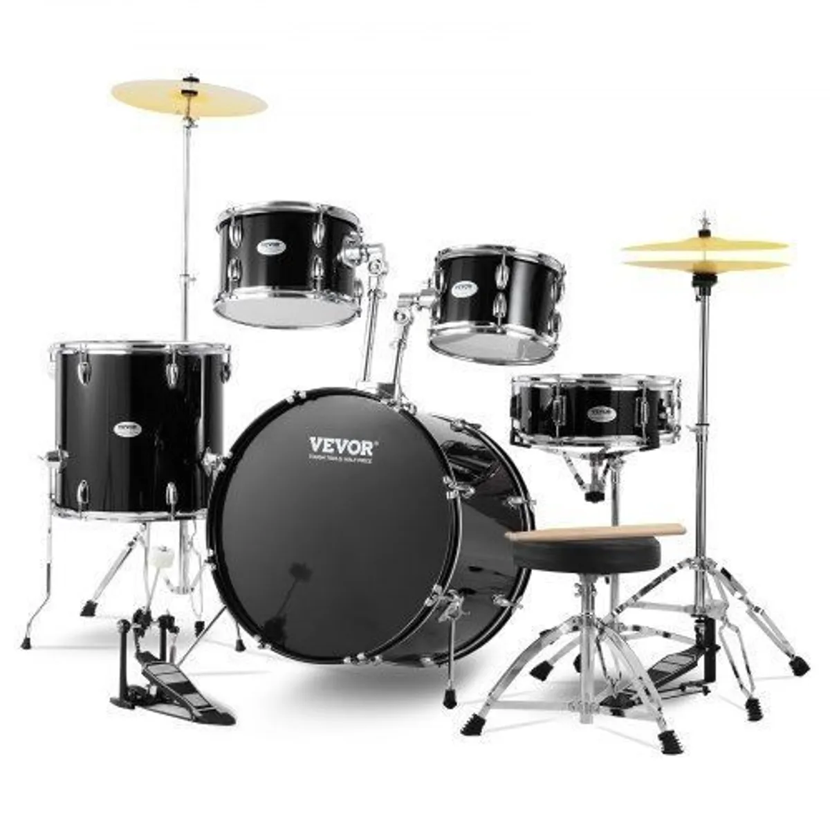 Adult Drum Set 5-Piece 22 in Complete Full Size Drum Kit with Throne Stand - Image 2