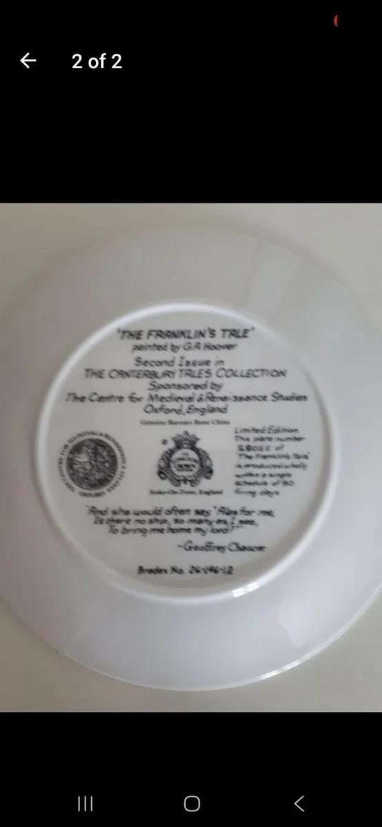 The Franklin's Tale Collectors Plate - Image 2