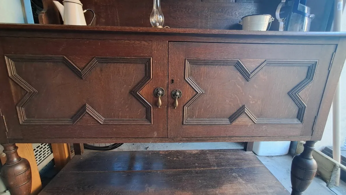 Antique oak welsh 2 part dresser - Image 2