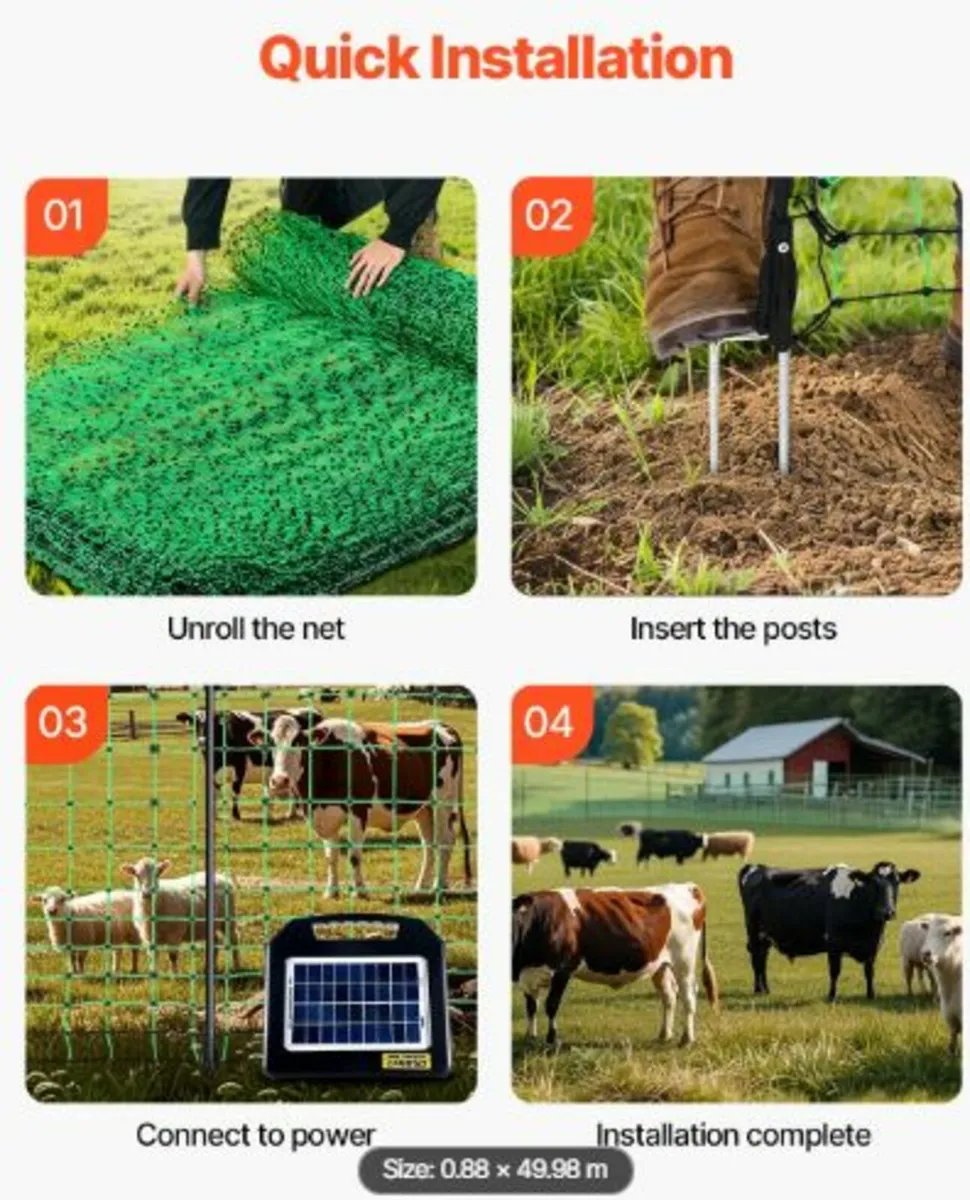 Electric Fence Netting, 0.88 x 49.98 m, PE Net - Image 3