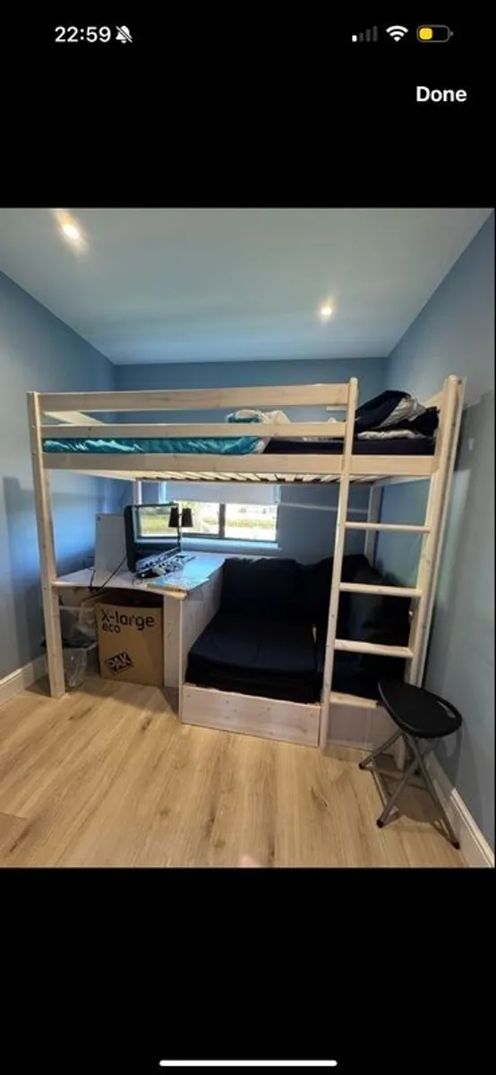 Childrens High Sleeper with Pull Out Bed and Desk - Image 3
