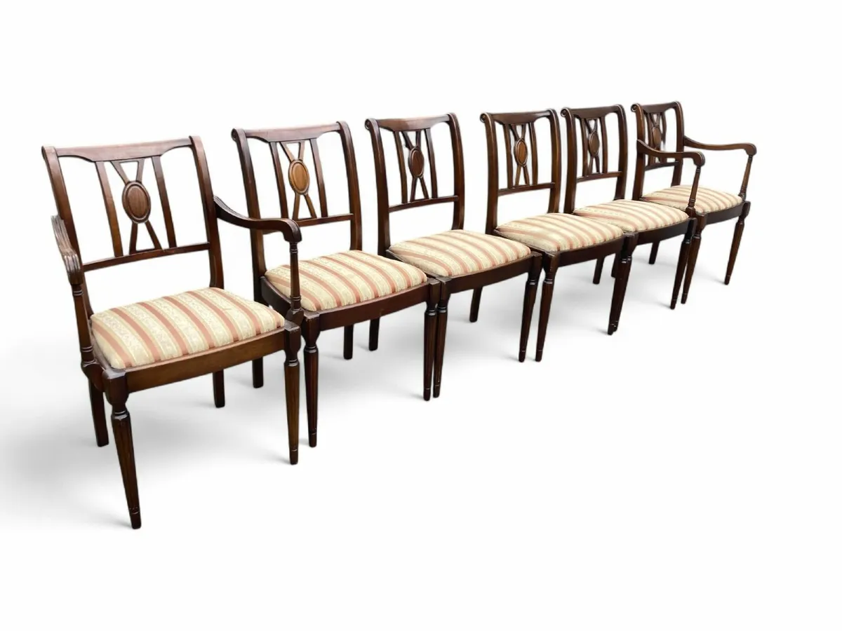 Chairs x 6 - Dining - Including 2 Carver Chairs - Image 4