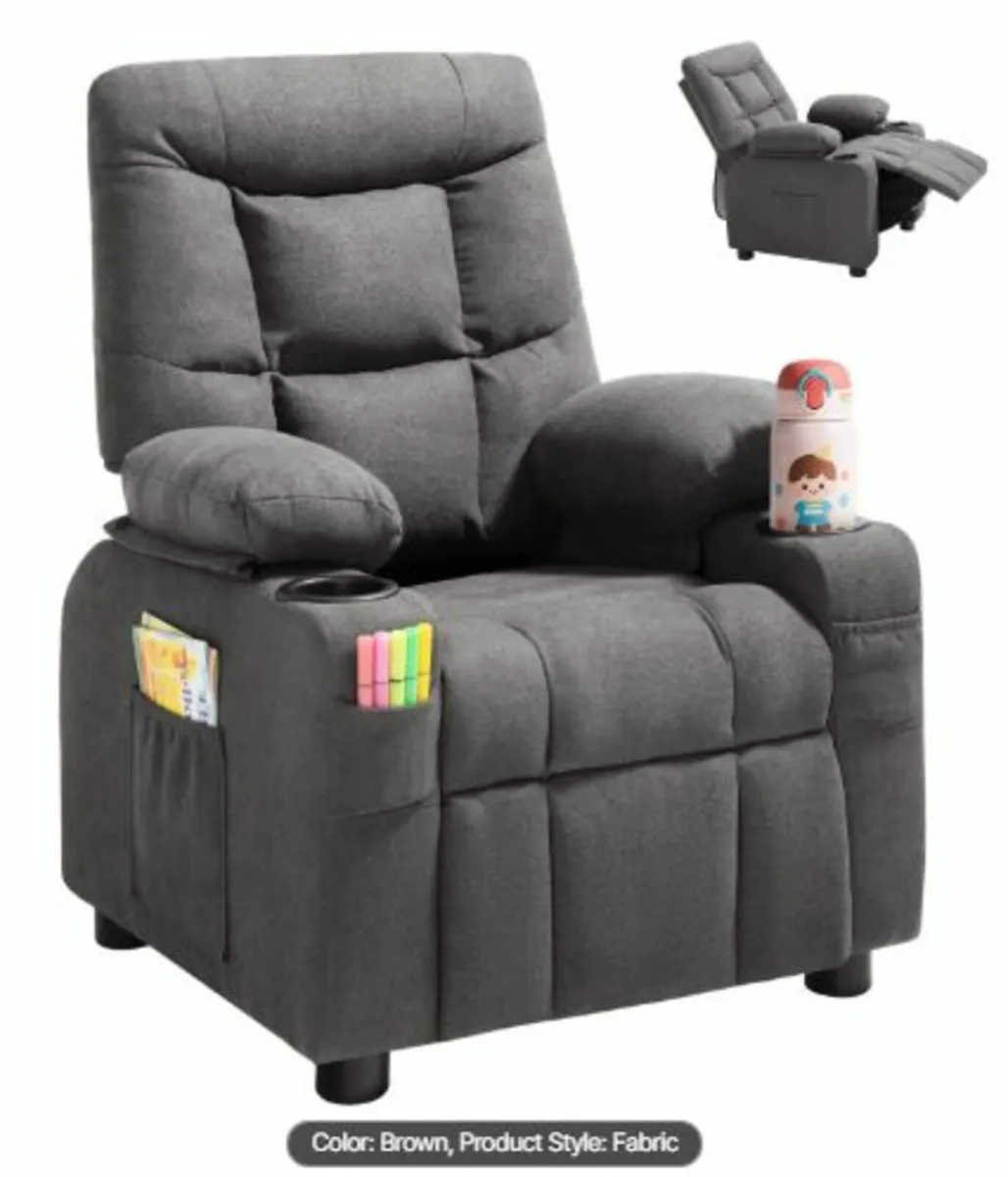 Kids Reclining Chair Toddler Recliner with Cup - Image 1
