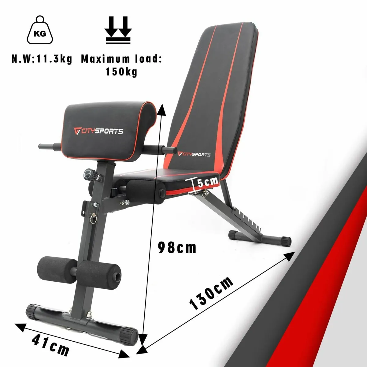 CITYSPORTS Foldable Weight Bench, Fitness Bench, T - Image 4