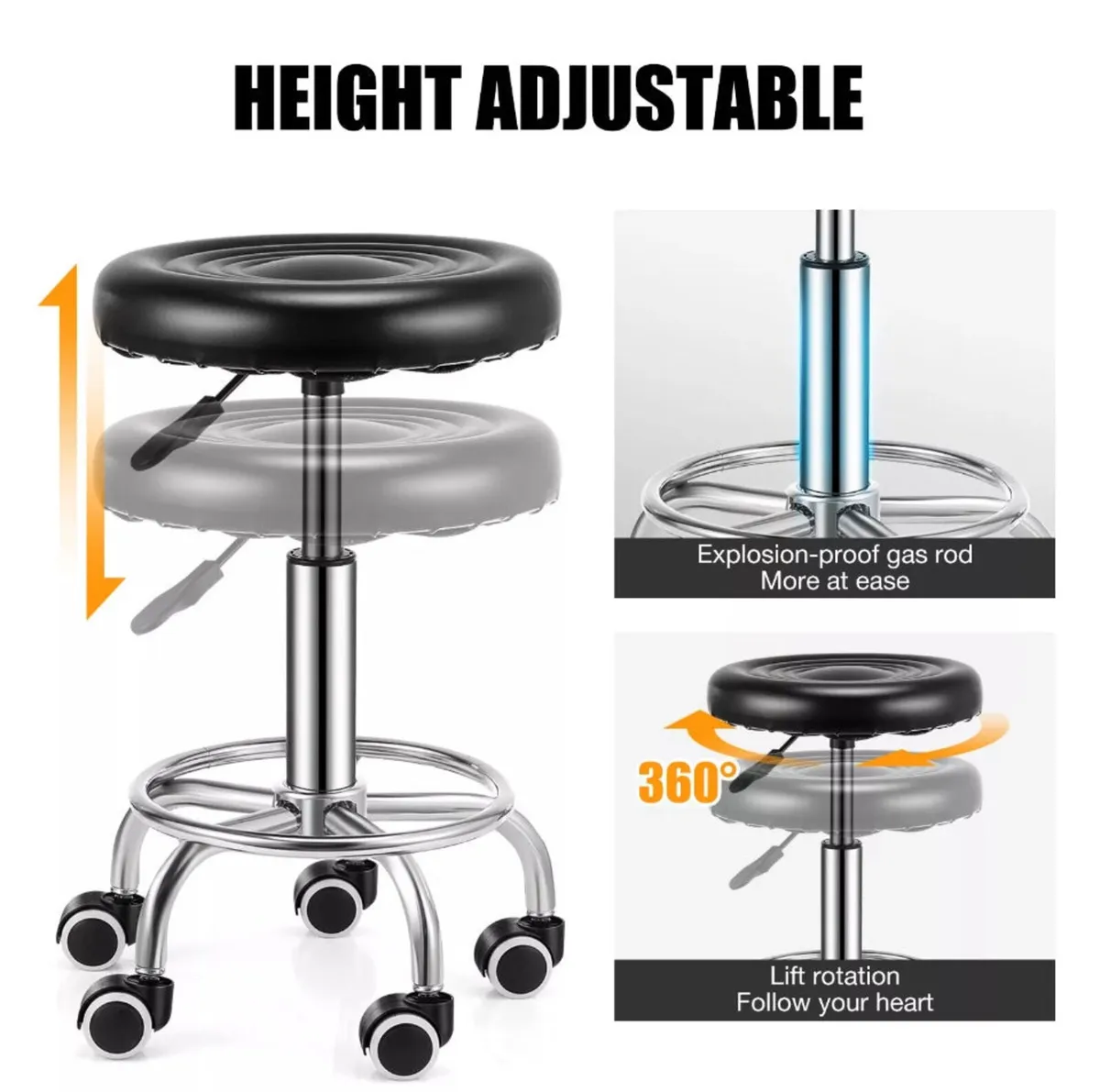 Salon Stool Adjustable Lift Swivel Chair NEW - Image 4