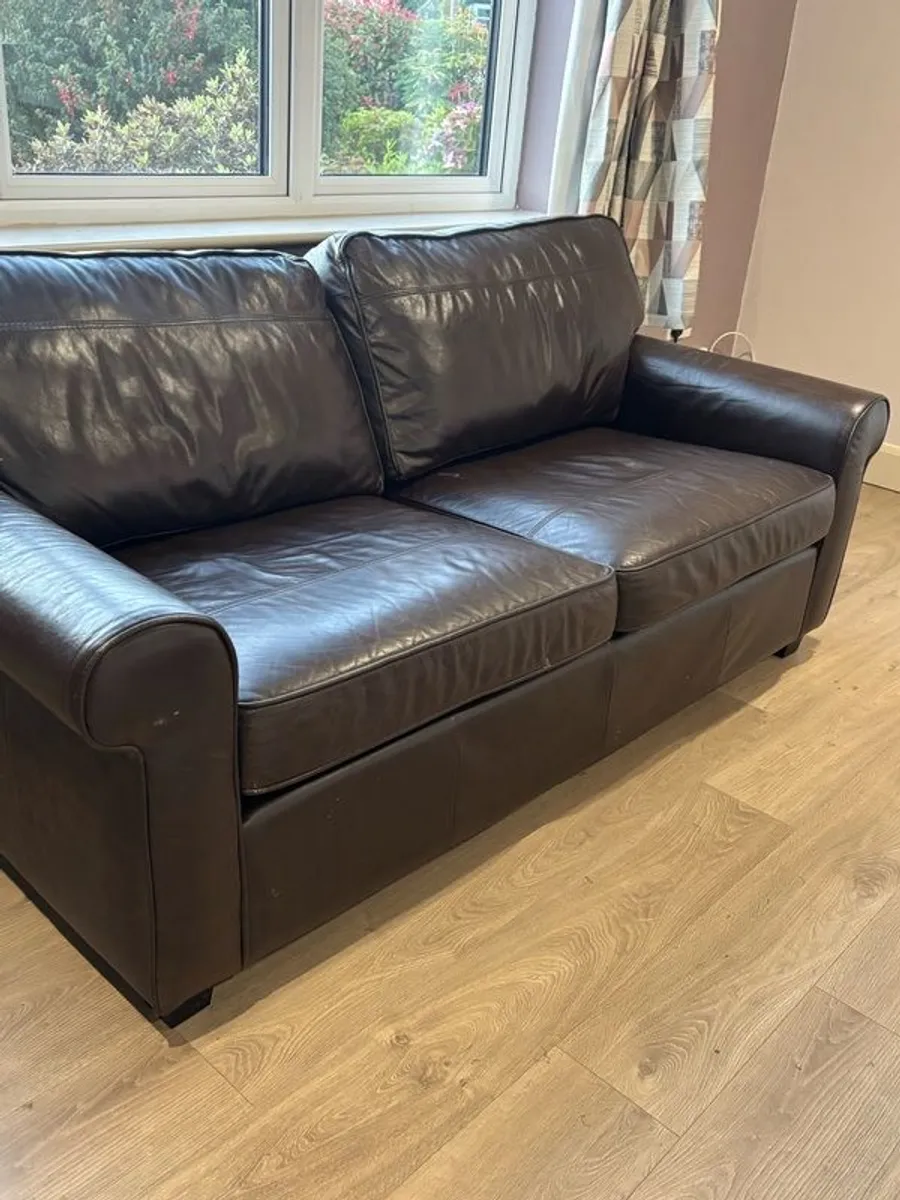 brown leather sofa - Image 1