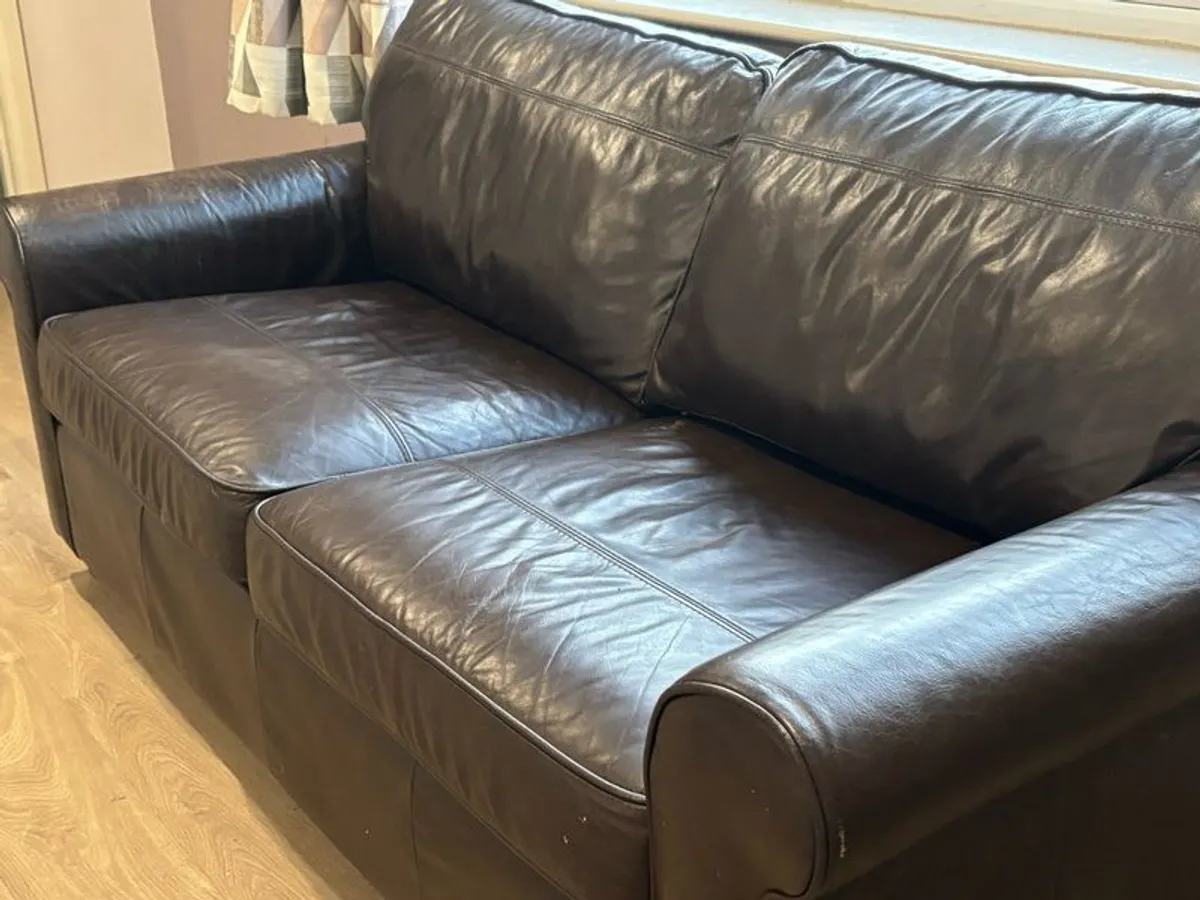 brown leather sofa - Image 2