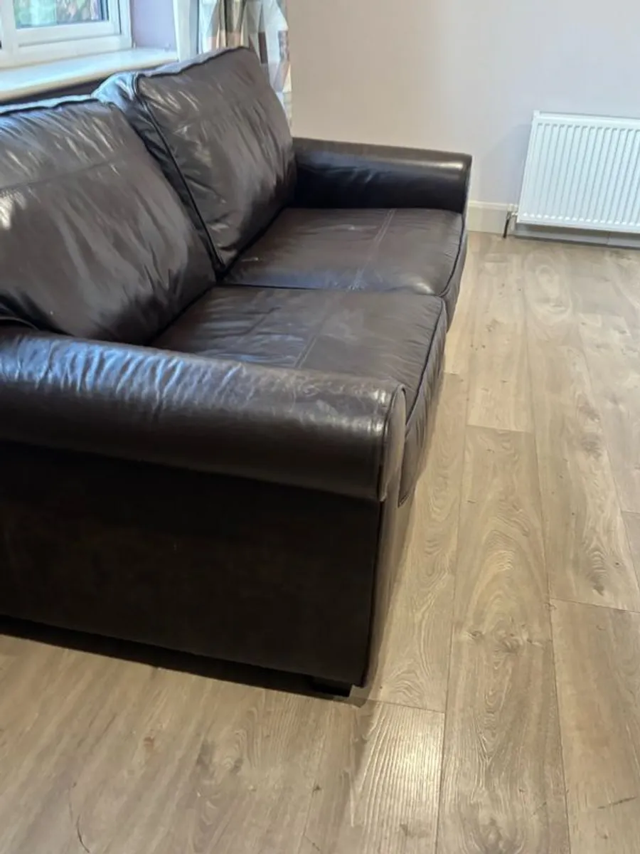 brown leather sofa - Image 3