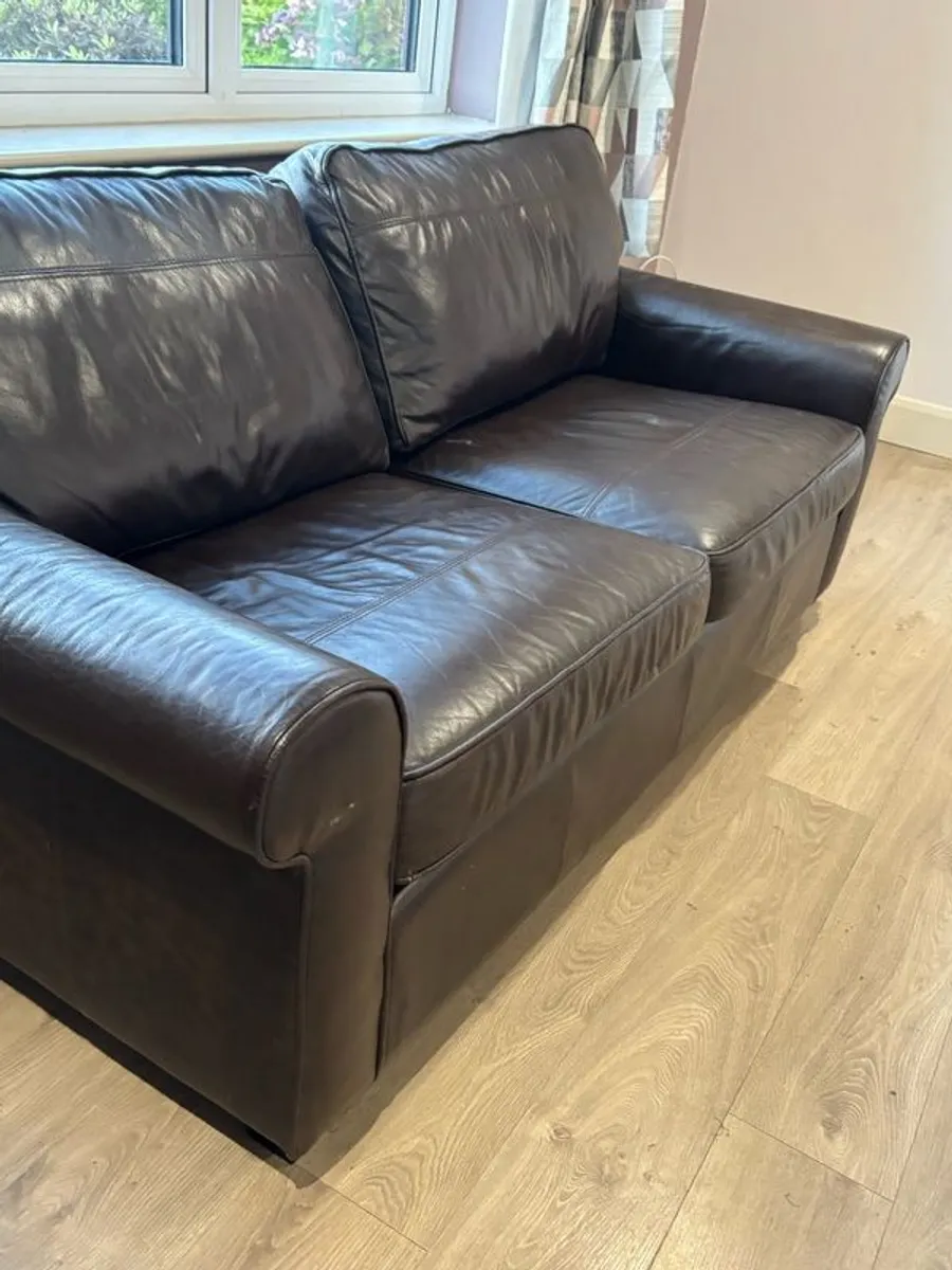 brown leather sofa - Image 4