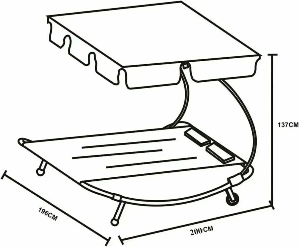 Lounger with Canopy for 2 People Outdoor Use - Image 4