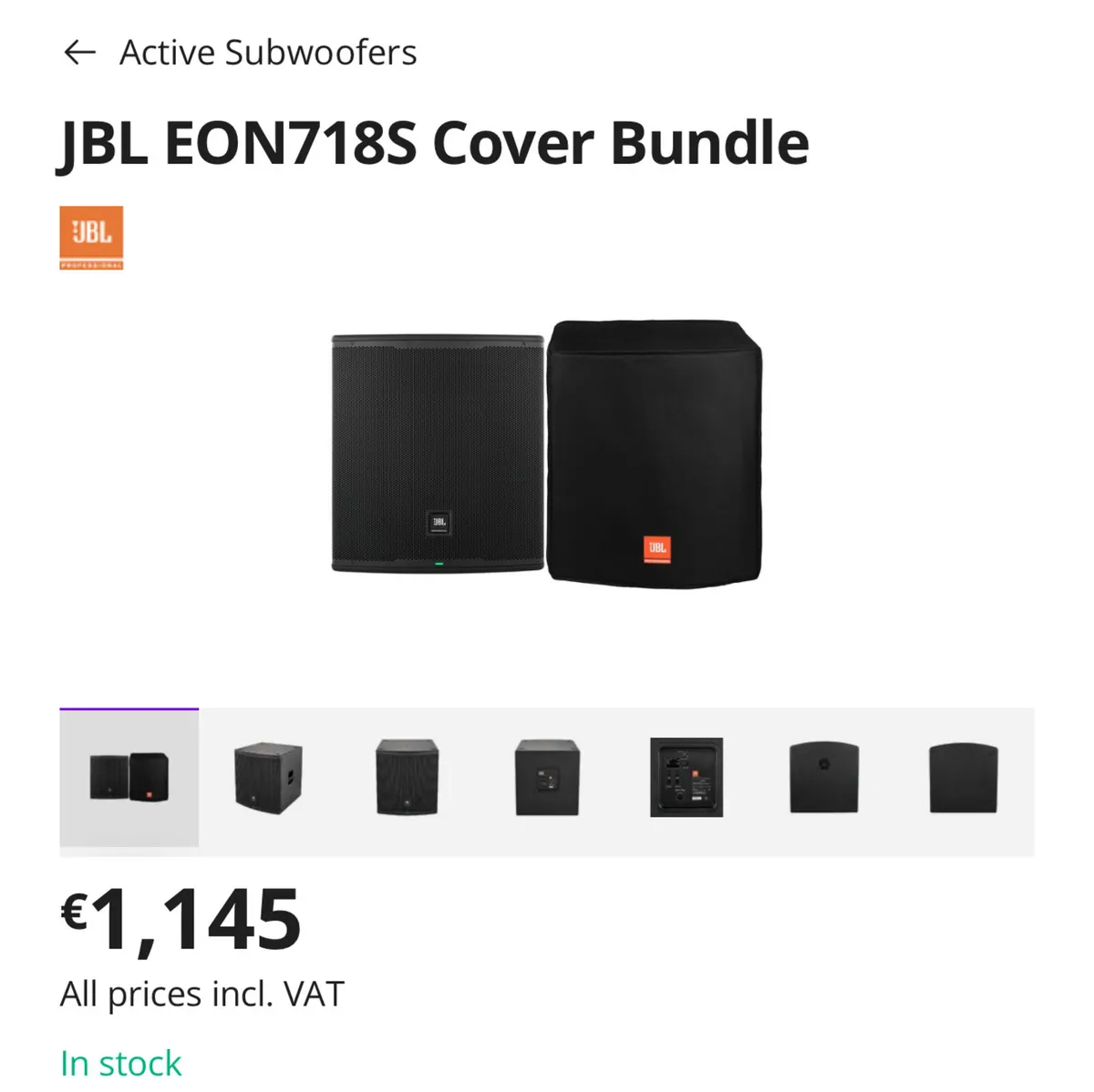 JBL Eon 718S Subwoofer with Cover - Image 1