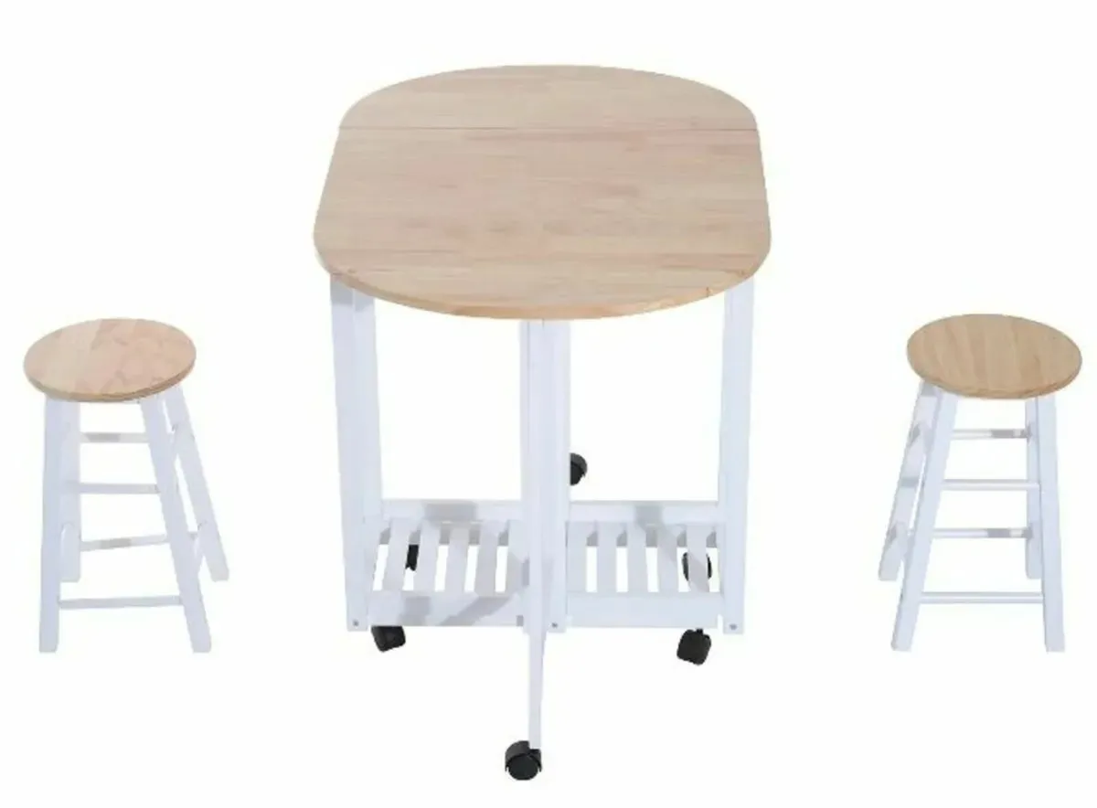 Dining Table Set with Stools Foldable 3 piece - Image 1