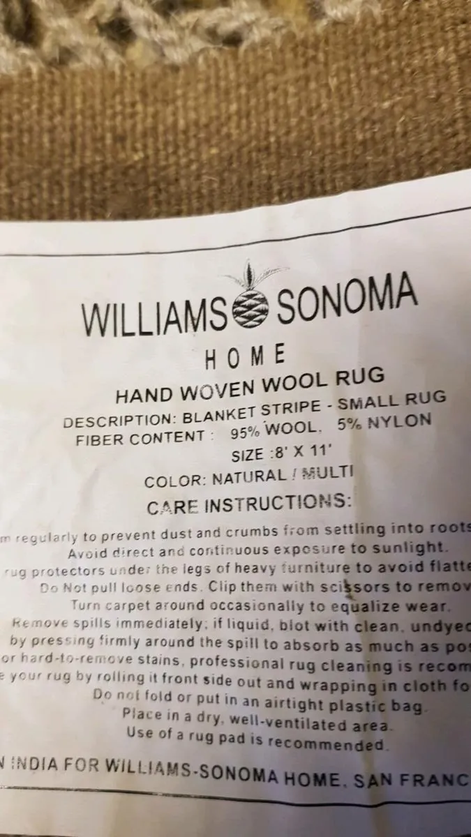 Williams Sonoma Handmade rug - Image 2