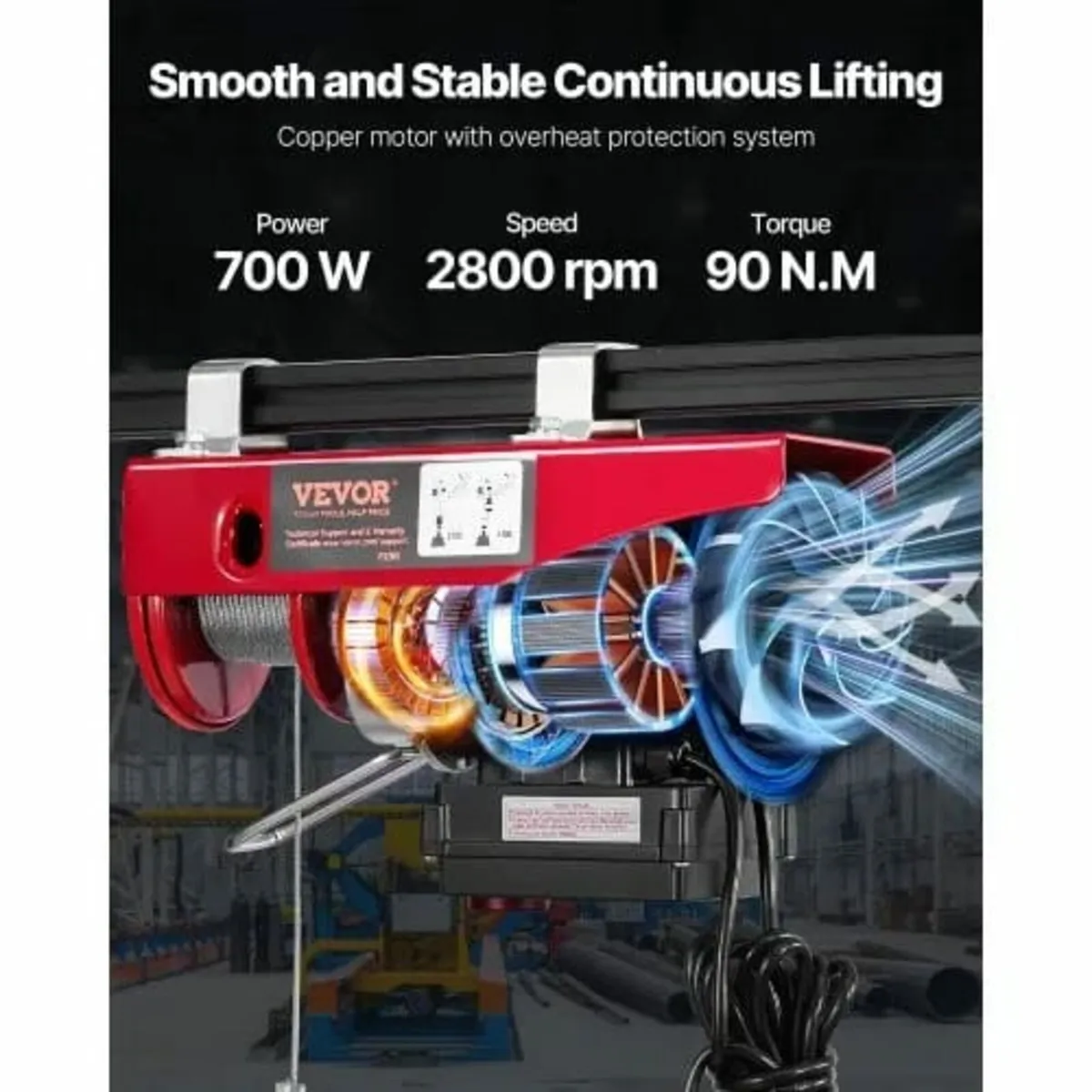 Electric Hoist Crane Winch 199.6 kg 9997.4cm Wirel - Image 3