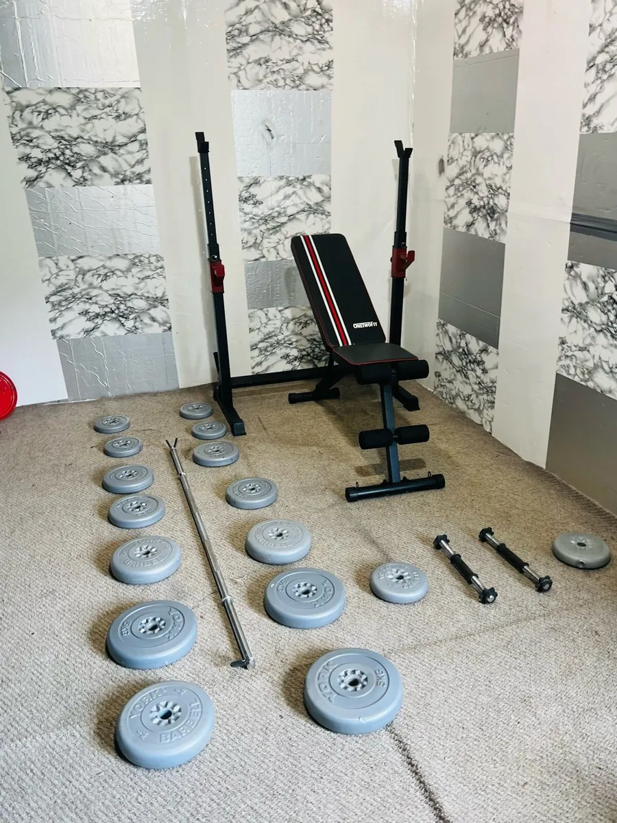 Rack bench 50 KG weights barbell dumbbells, - Image 3