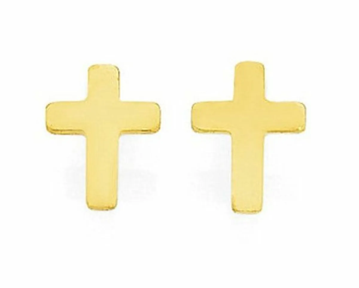 Vintage 9ct Gold 'Cross' Earrings - Image 1