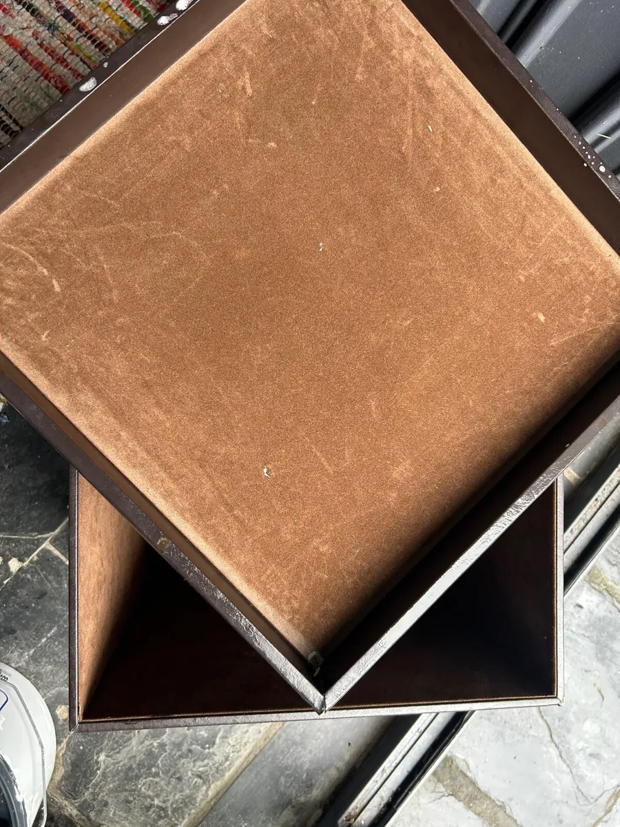 Faux brown leather ottoman with storage - Image 4